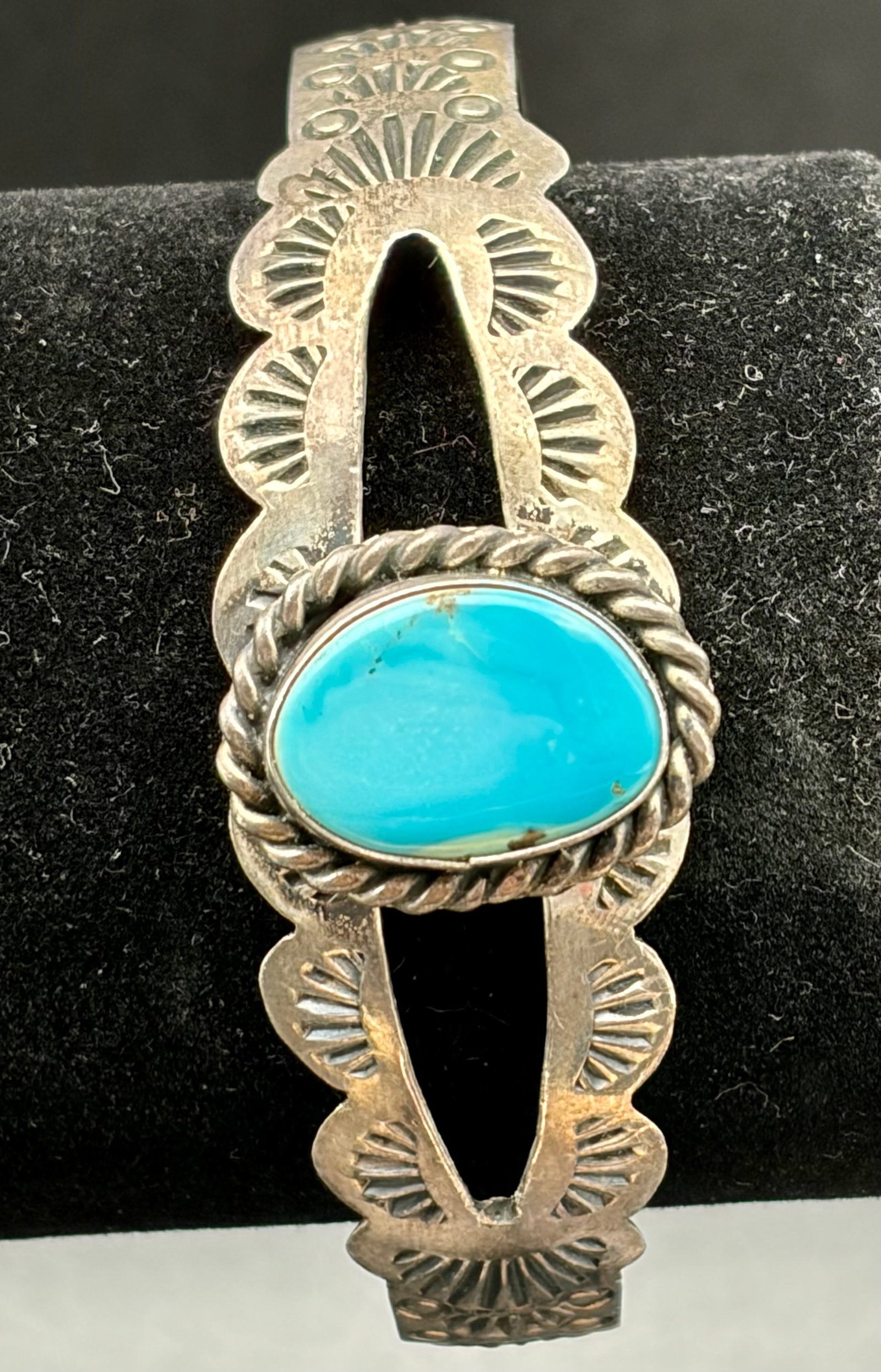 19.8g Sterling Silver 925 Turquoise Cuff Bracelet Southwestern Vintage (1 of 8)