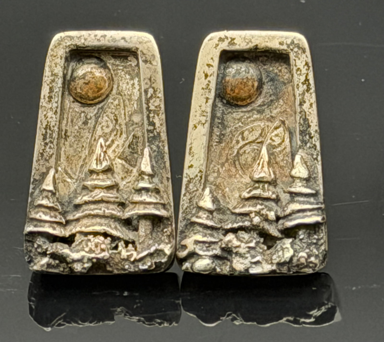 Vintage Sterling Silver Sailboat Scenic Clip Earrings Nautical 16g (1 of 5)