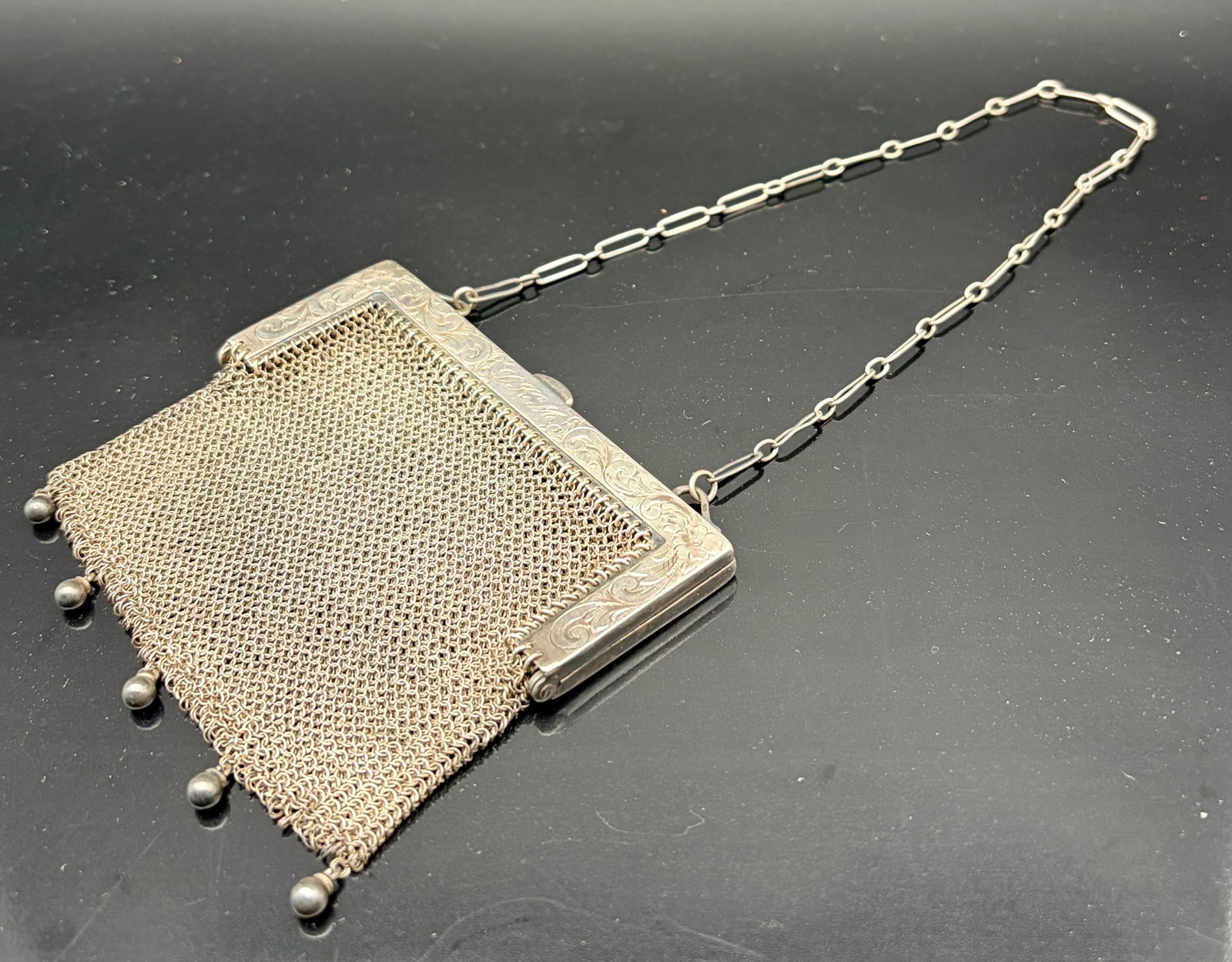 96.8g Vintage Sterling Silver Mesh Purse Chainmail Bag (1 of 9)