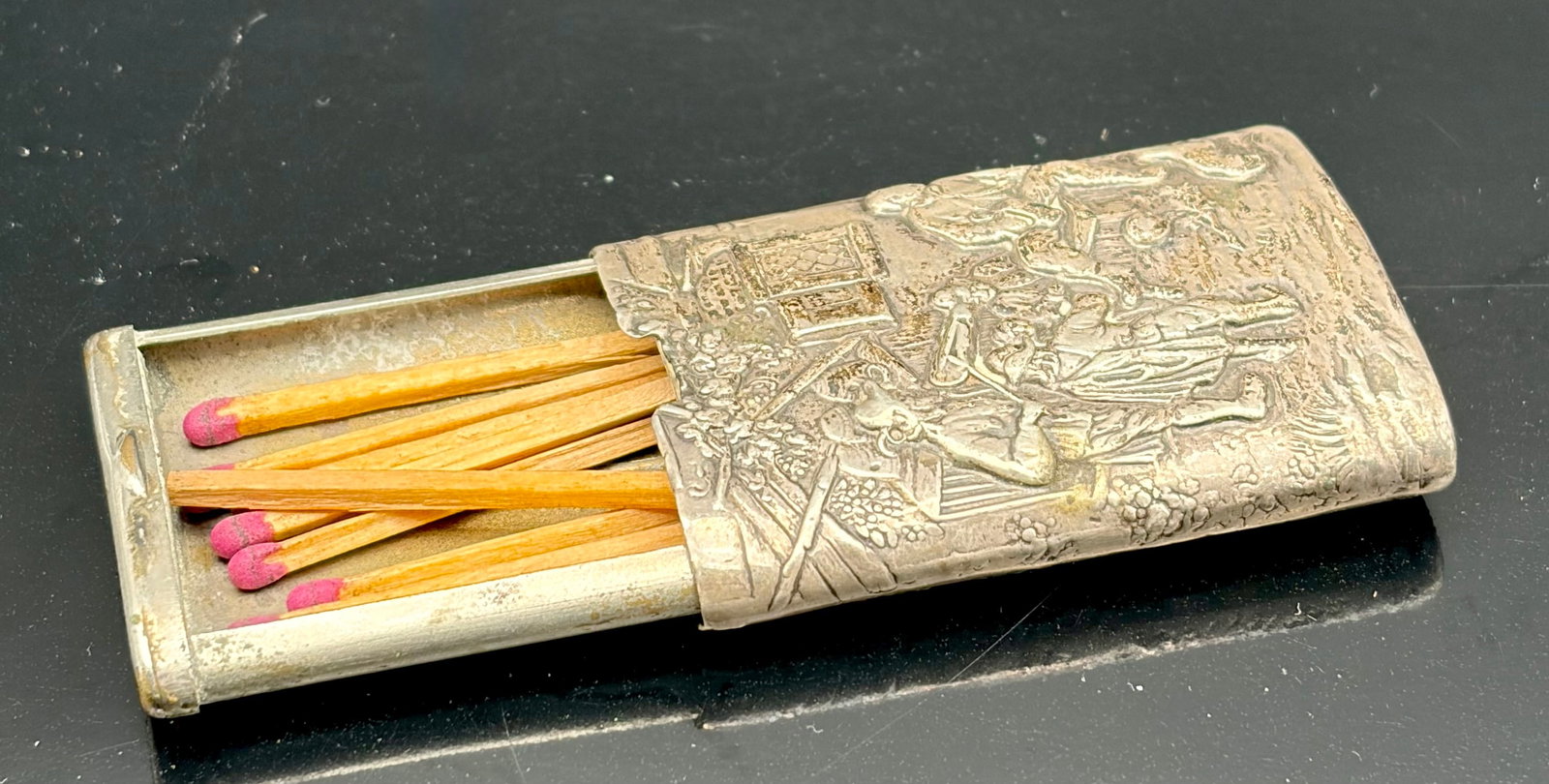 Antique 830 Silver Repoussé Match Safe Vesta Case – 58.6 Grams – European Hallmarks (1 of 7)