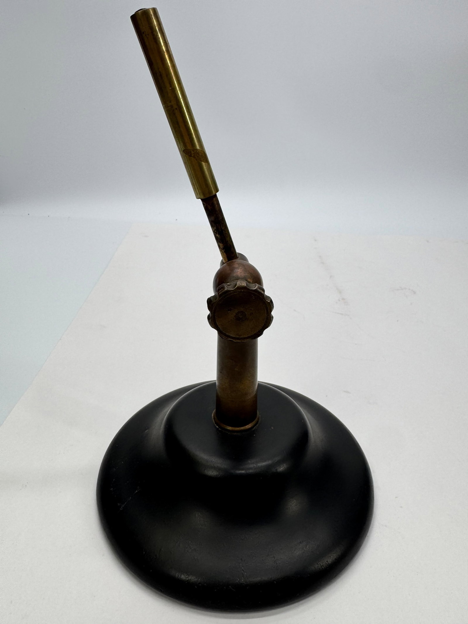 Antique Brass Microscope Stand Black Japanned Scientific Instrument Base (1 of 12)