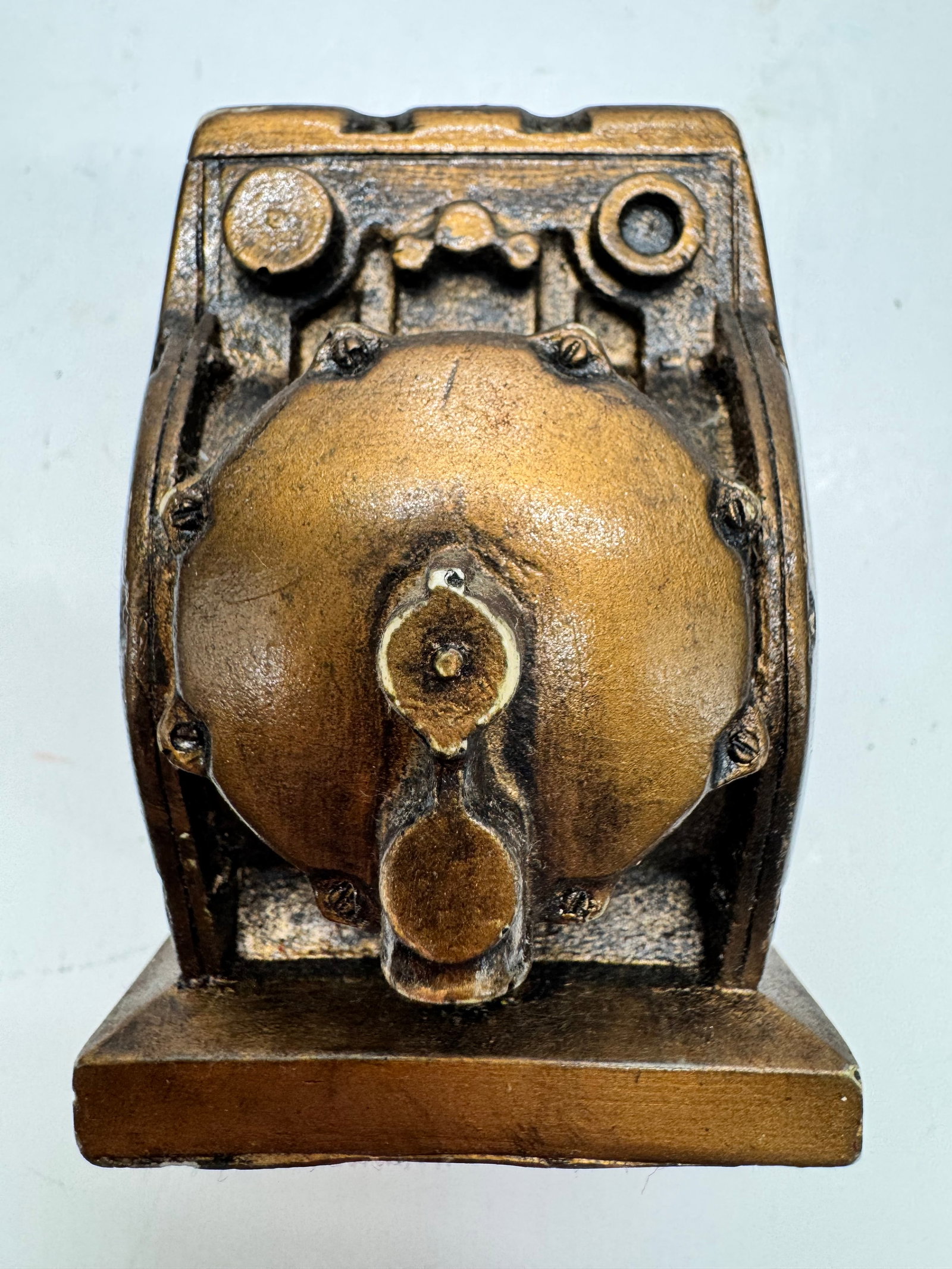 Antique Sprague Meter Co. Cast Iron Gas Meter Advertising Paperweight: Antique cast-iron advertising paperweight modeled as a miniature gas meter from The Sprague Meter Company of Bridgeport, Connecticut. Early 20th-century promotional utility collectible with excellent 