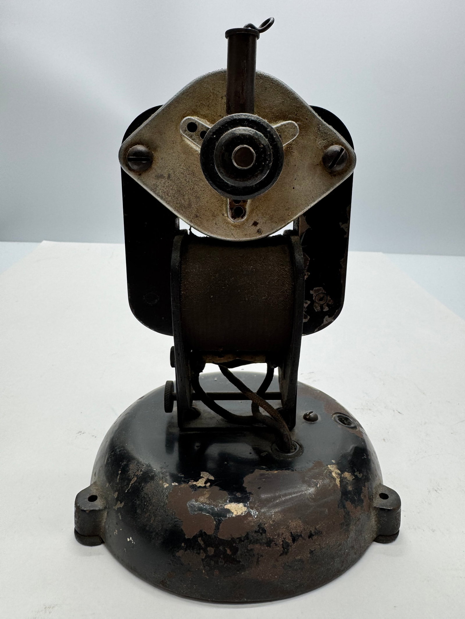 Standard Calorimeter Co. Industrial Testing Instrument: Antique industrial testing instrument by The Standard Calorimeter Co., East Moline, Illinois. Features a cast metal base, electromagnetic coils, and adjustable mechanism. Used in early laboratory, gas