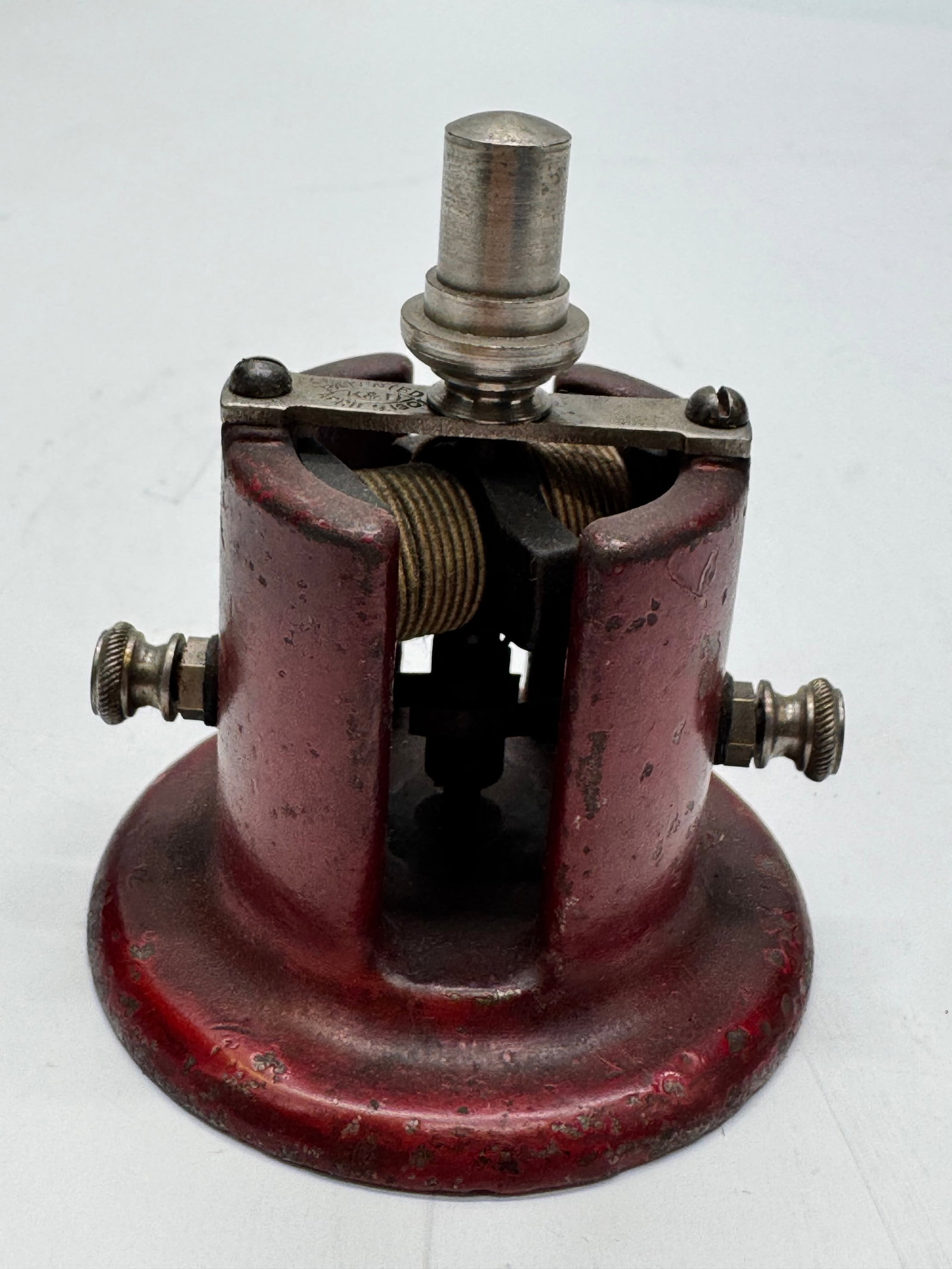 Antique K&D Electric Toy Motor Dynamo 6 Volt: Antique Kendrick & Davis (K&D) electric toy motor/dynamo dating to the early 1900s. Features an open-pole design with copper-wound field coils, cast metal frame, and screw terminals for low-voltage op