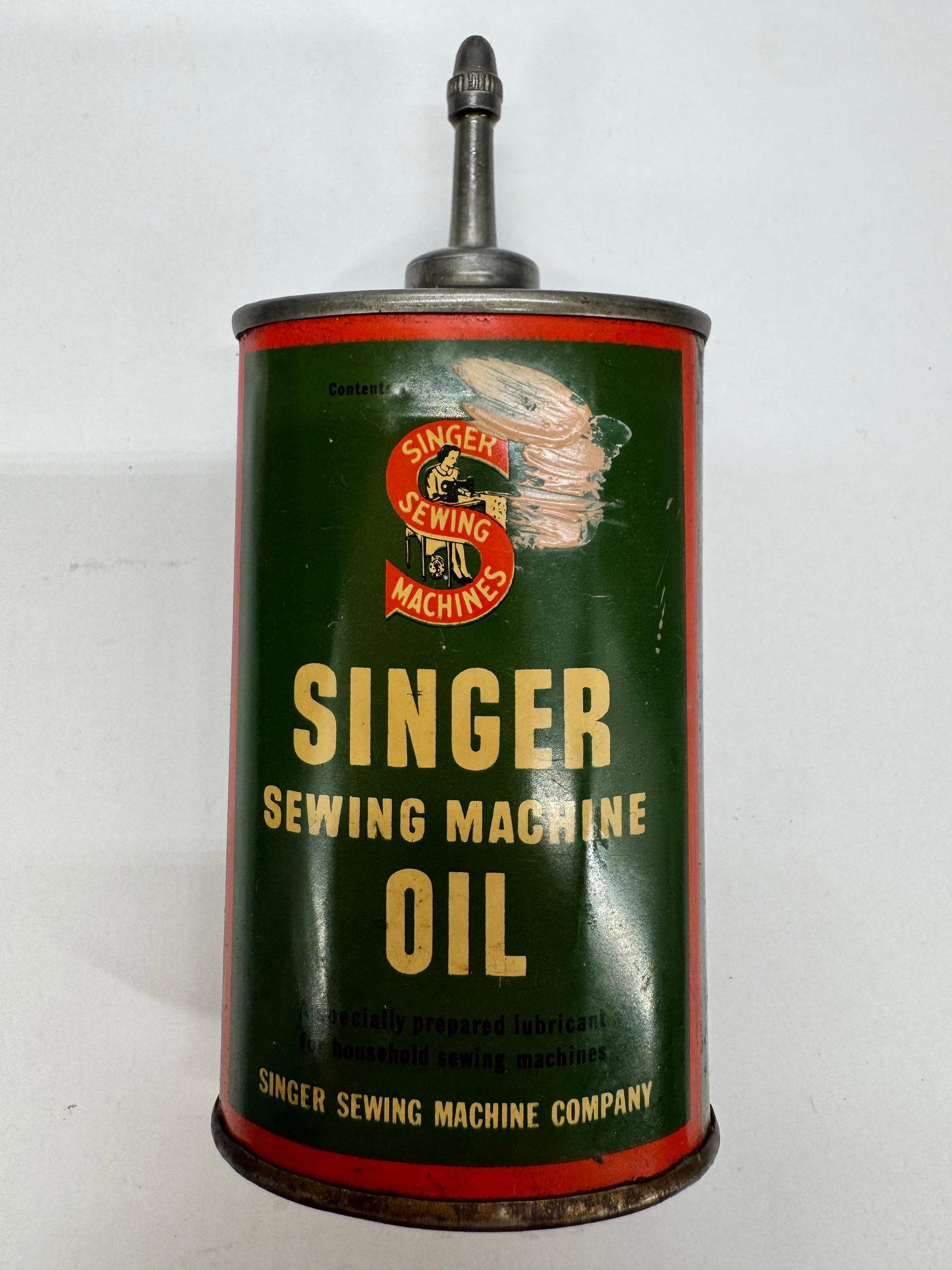 Vintage Singer Sewing Machine Oil Tin Oiler Advertising Can (1 of 3)