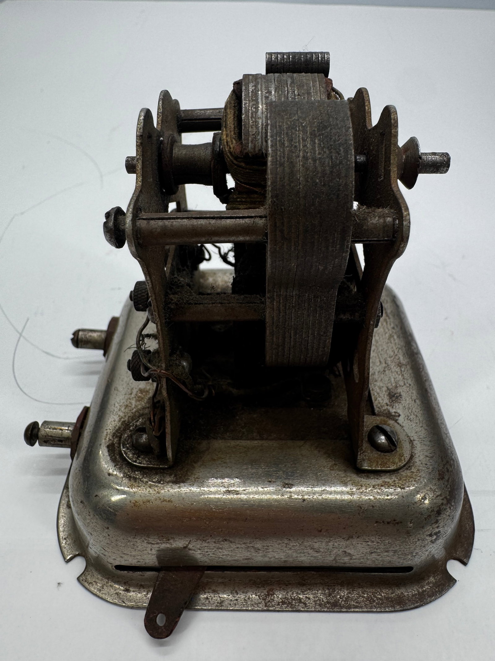 Antique Western Electric Railroad Selector Relay Telegraph Signal Apparatus: Antique Western Electric Railroad Selector Relay mounted on its original metal base. This early electrical apparatus was used in railroad signaling and telegraph systems to amplify electrical impulses