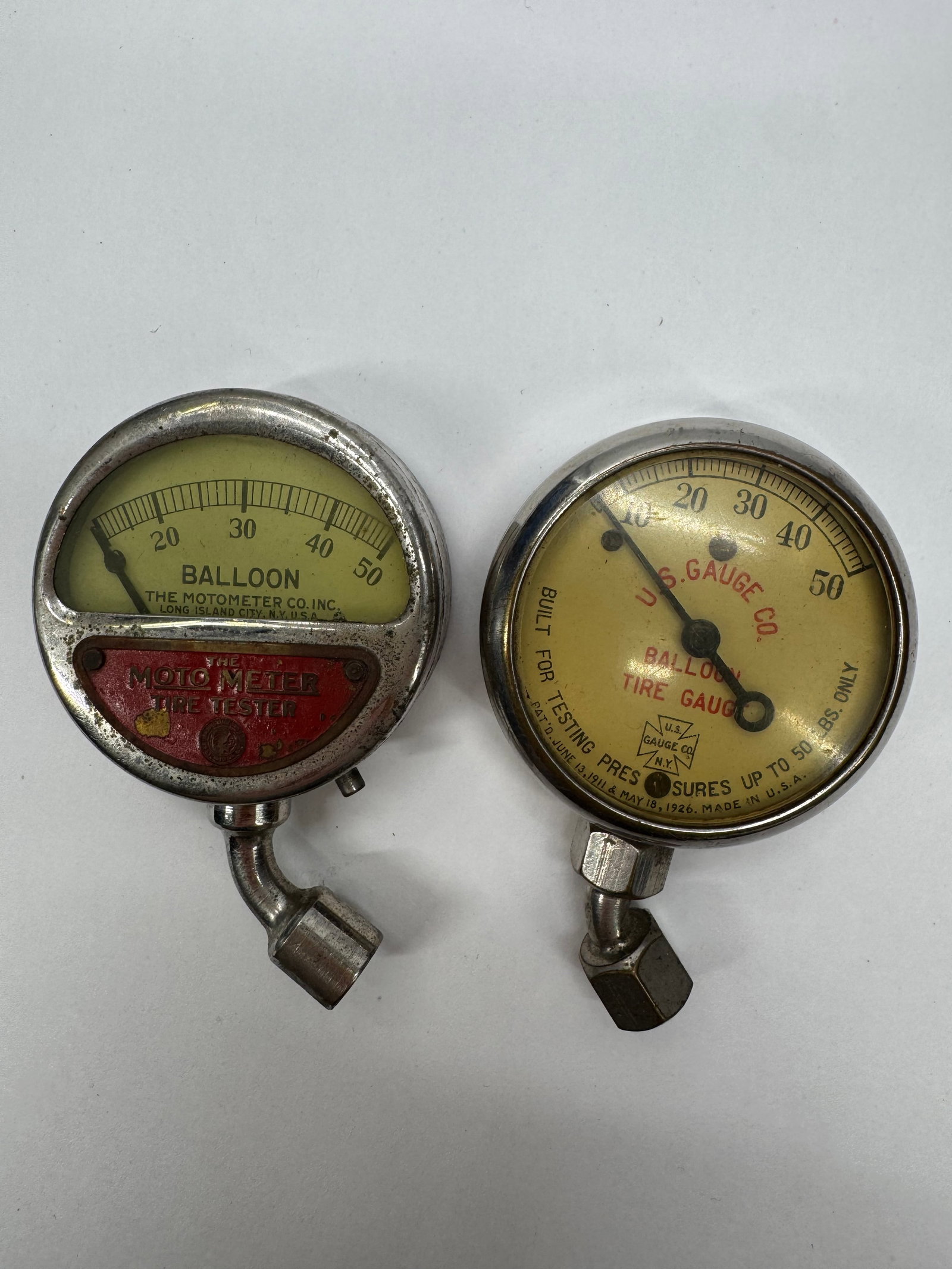 Vintage Balloon Tire Pressure Gauge Lot – Motometer & U.S. Gauge Co. (1 of 10)