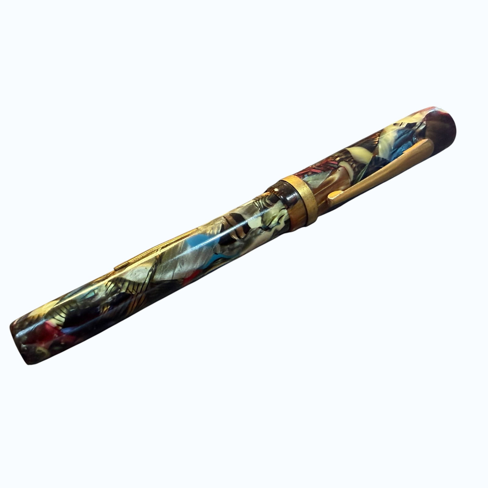 Unbranded Multi Color Lever Fill Fountain Pen 14k Gold Nib (1 of 8)