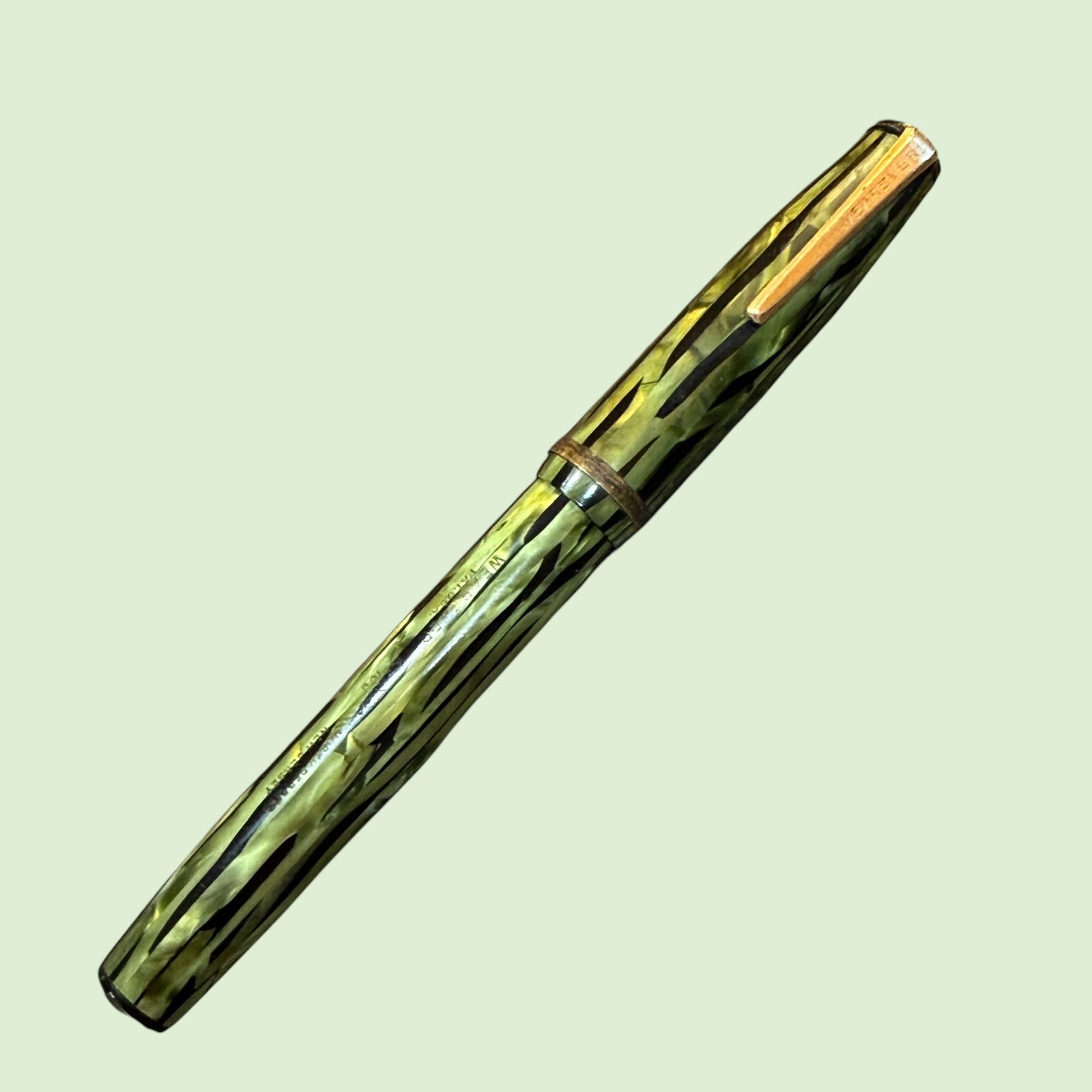 Wearever Deluxe Lever Fill Fountain Pen Green Black Special Alloy Nib (1 of 9)