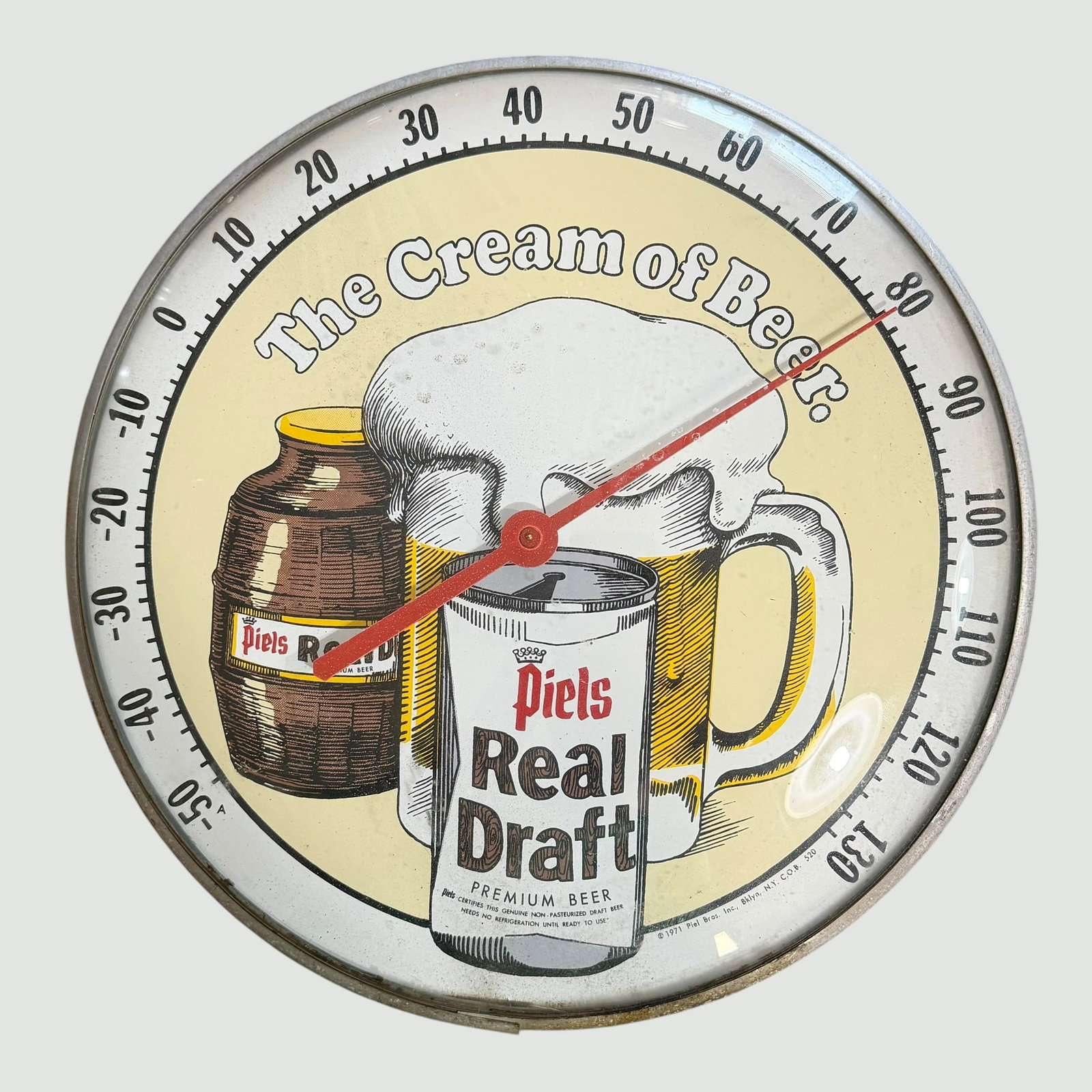 Vintage 1971 Piels Real Draft Premium Beer Thermometer Brooklyn NY - 12” Works (1 of 13)