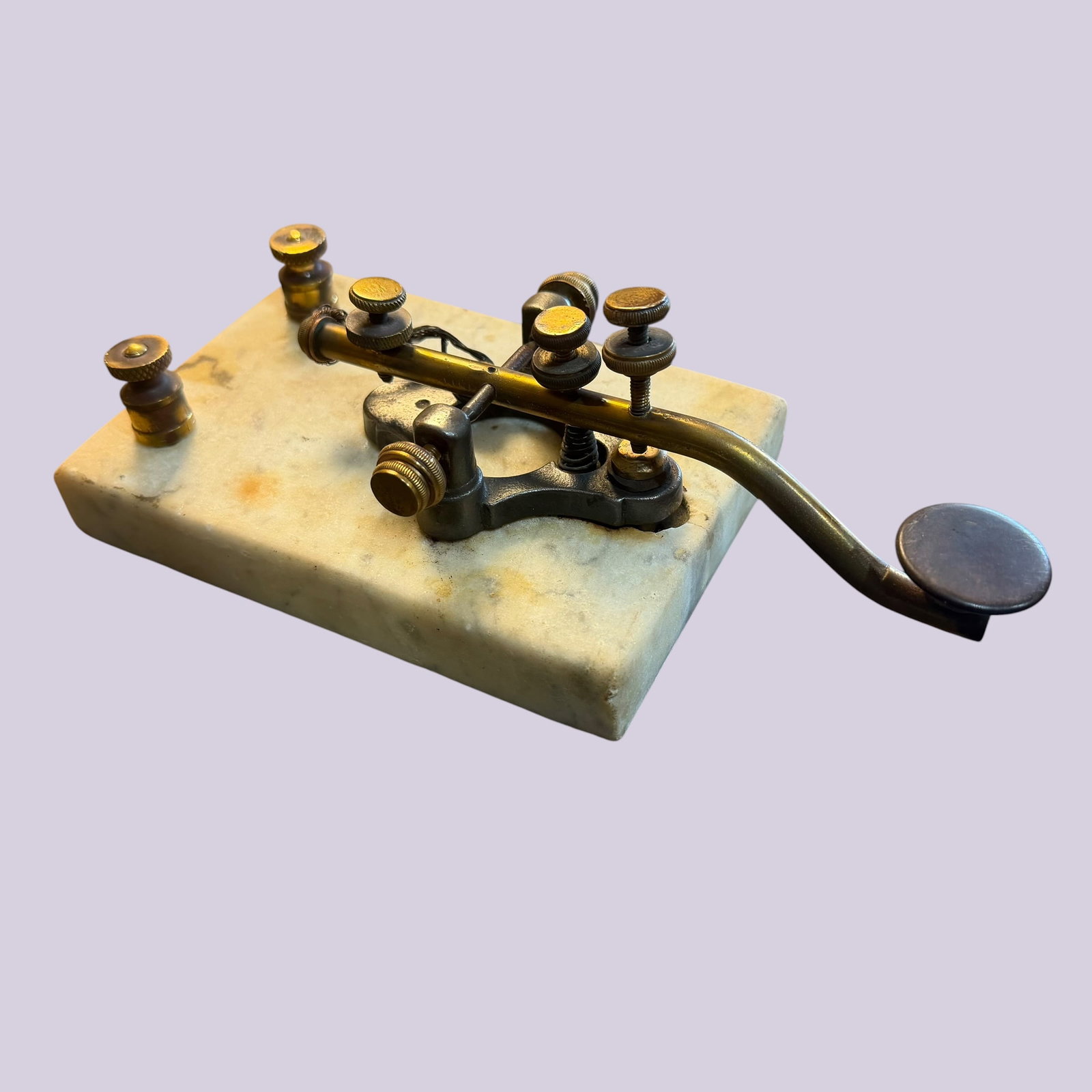 Antique Patrick & Carter Morse Code Telegraph Key Brass Marble (1 of 10)