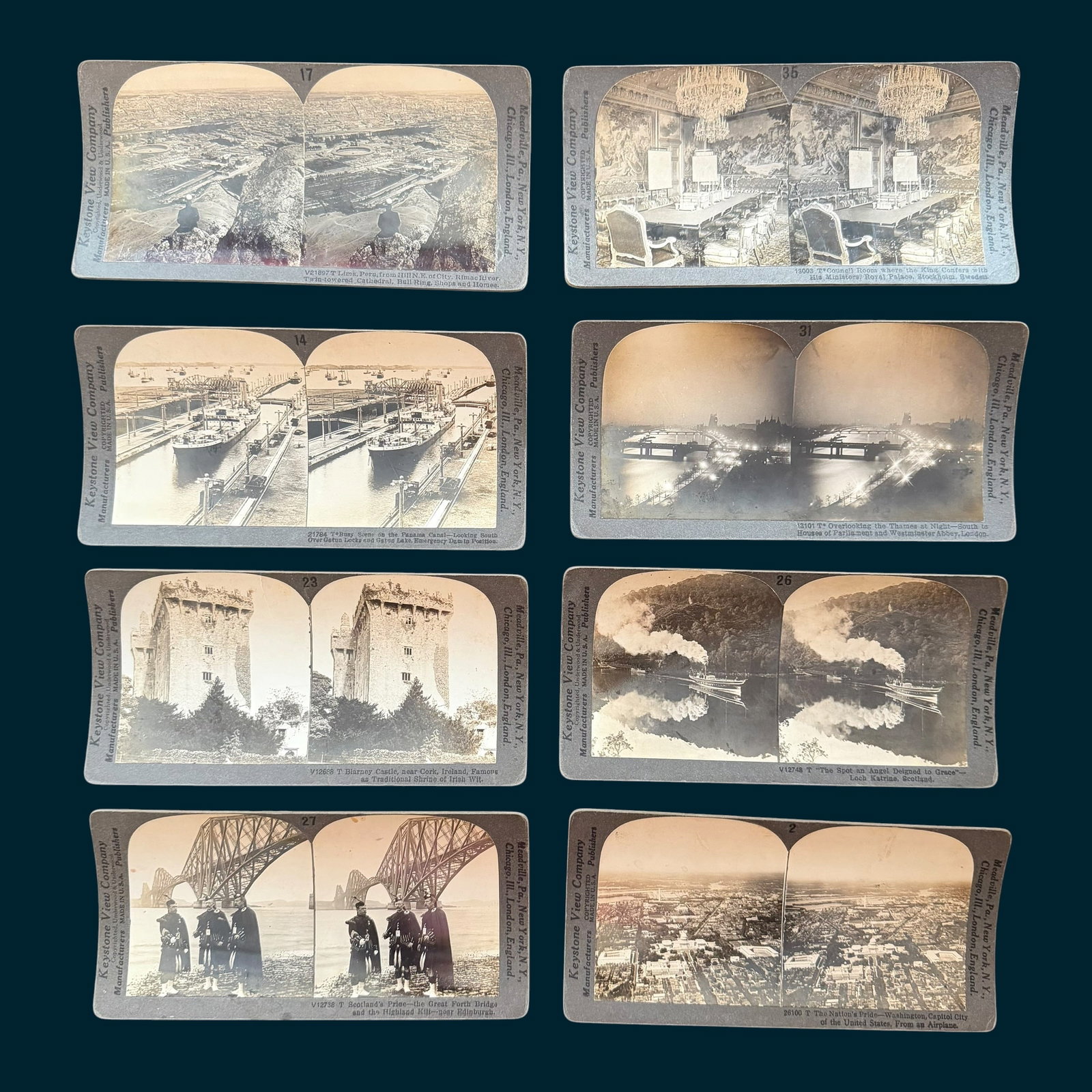 8 Keystone Stereoview Photographs Sweden Peru Washington DC Scotland Edinburgh London Ireland Panama (1 of 10)