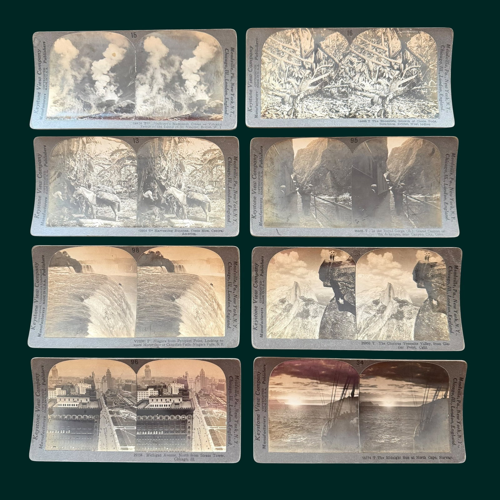 8 Keystone Stereoview Photographs Norway Niagara Falls Yosemite Chicago Royal Gorge Costa Rica (1 of 10)