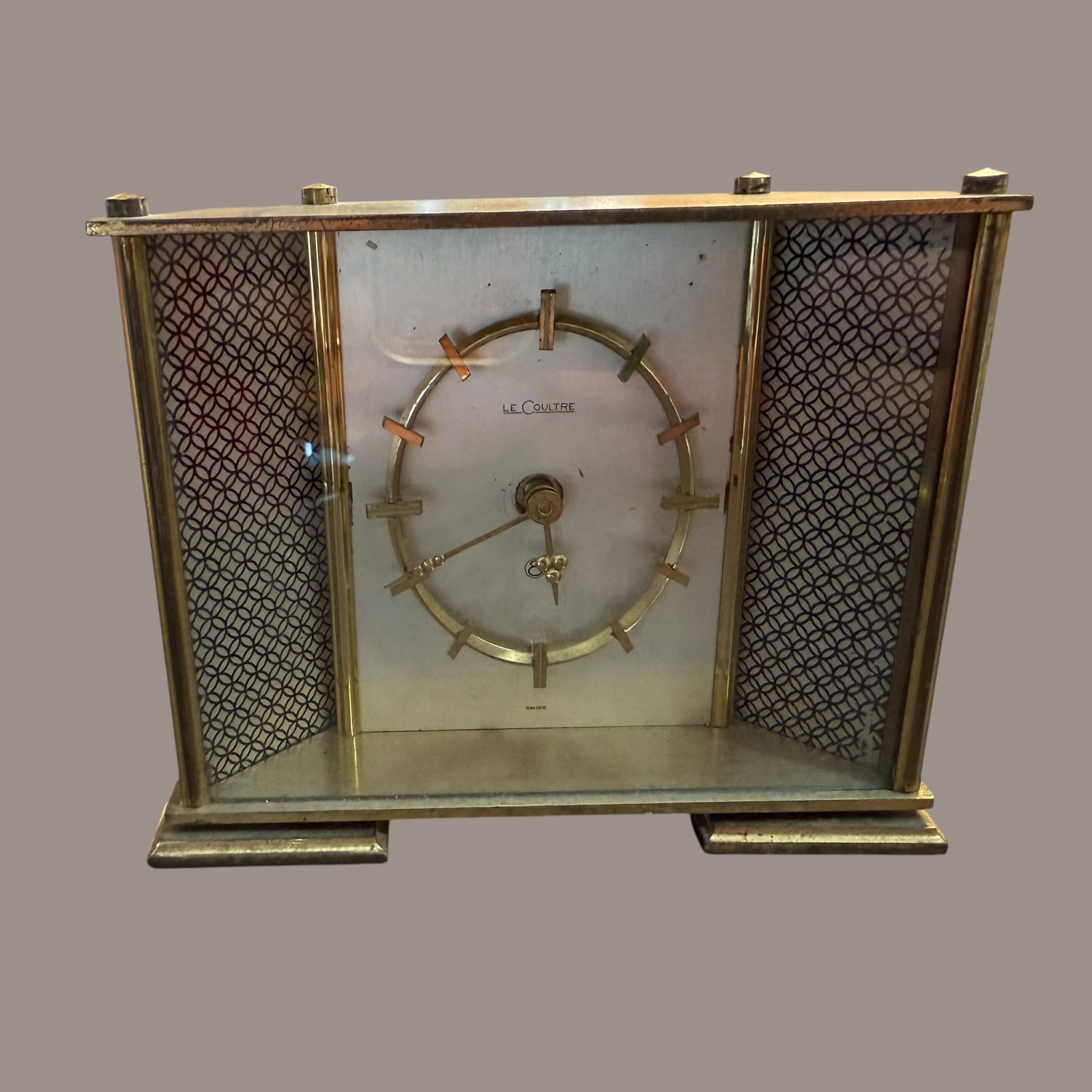 Small Brass Le Coultre Swiss Wind Up 8 Day Clock (1 of 10)