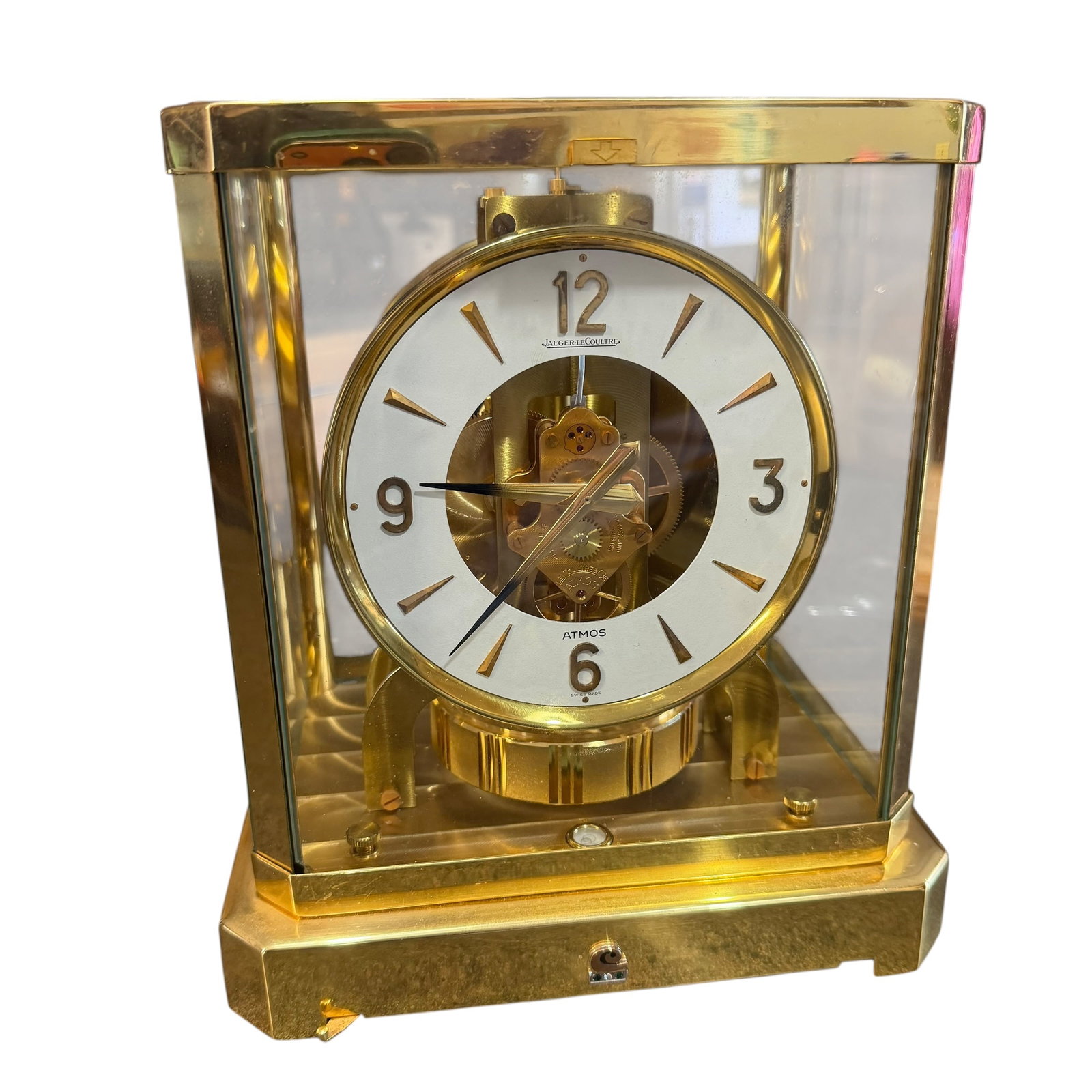 Swiss Made Jaeger LeCoultre Atmos 528-8 15J Perpetual Motion Mantle Clock Gold Tone - Works (1 of 11)