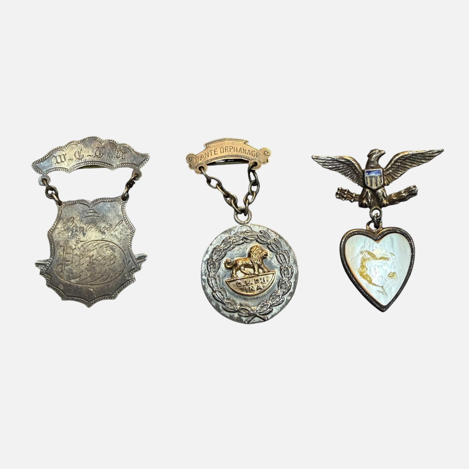 3 Antique Sterling Silver Prize Medallions US Military Dante Orphanage WCTU Oratorical 17.43g (1 of 10)