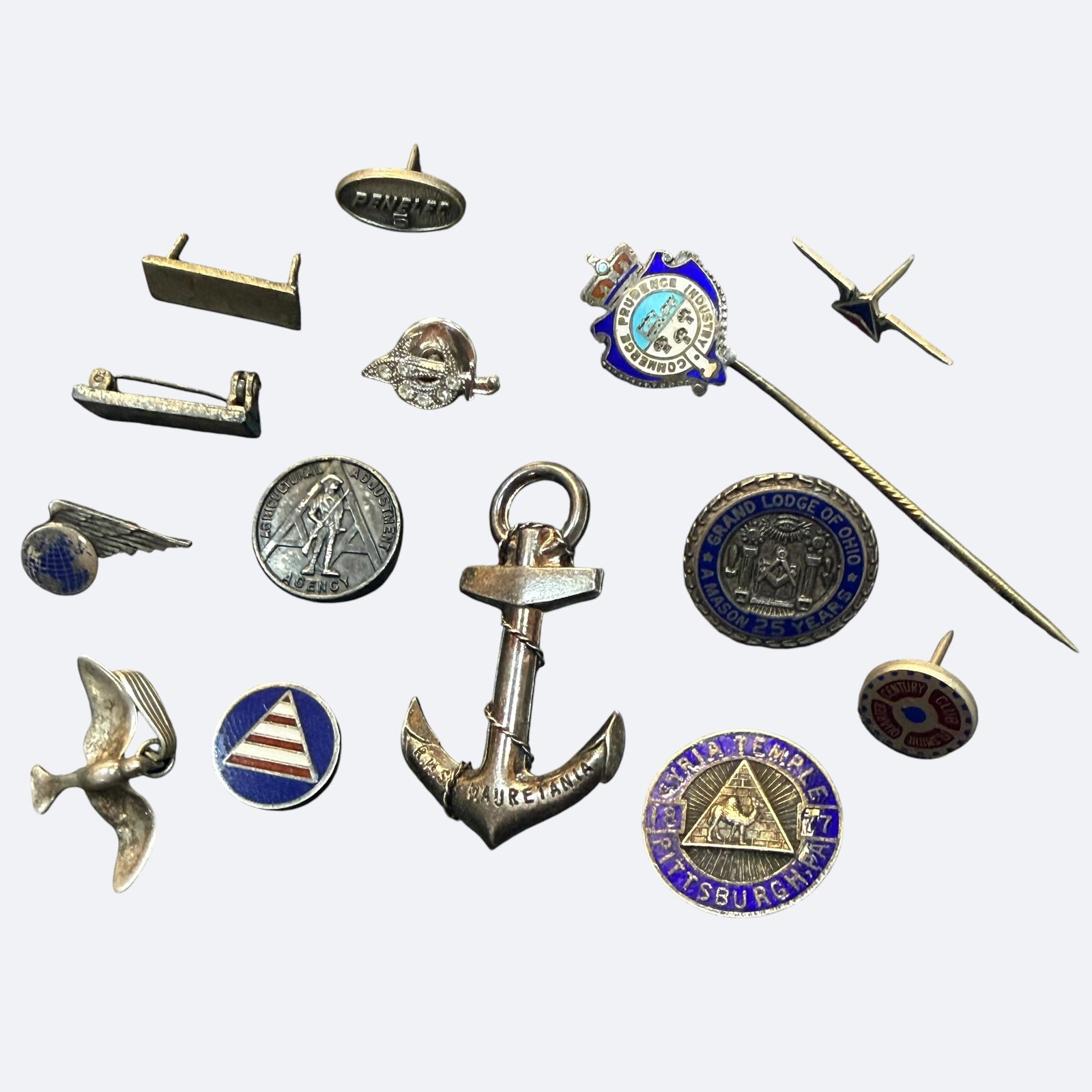 14 Sterling Silver Military Fraternal Souvenir RMS Mauretania Pins 35.32g (1 of 11)