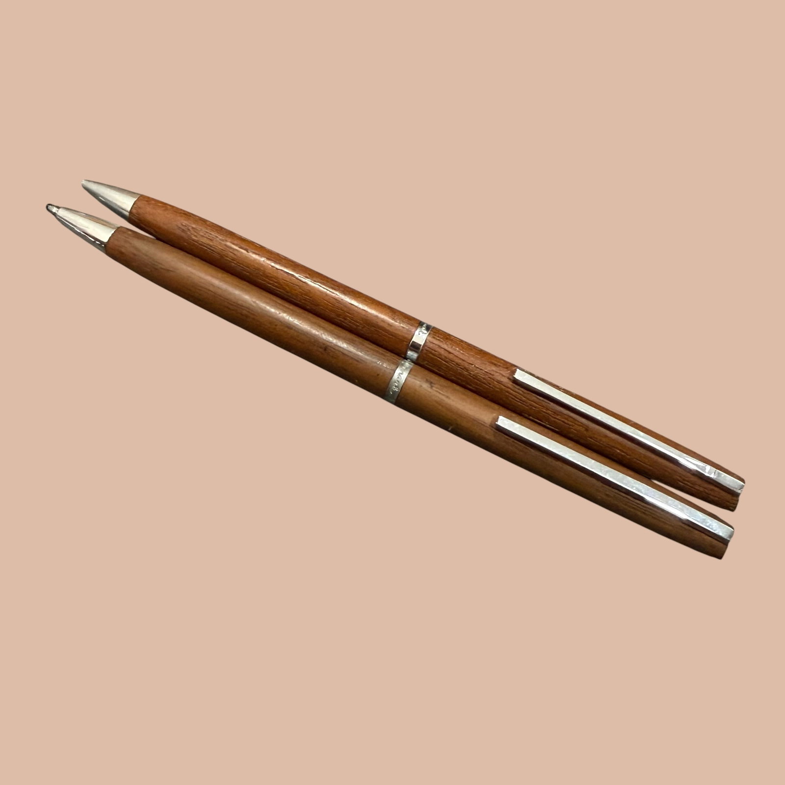 Vintage 1970s Hallmark Wood Pen & Mechanical Pencil Set - Works! (1 of 10)