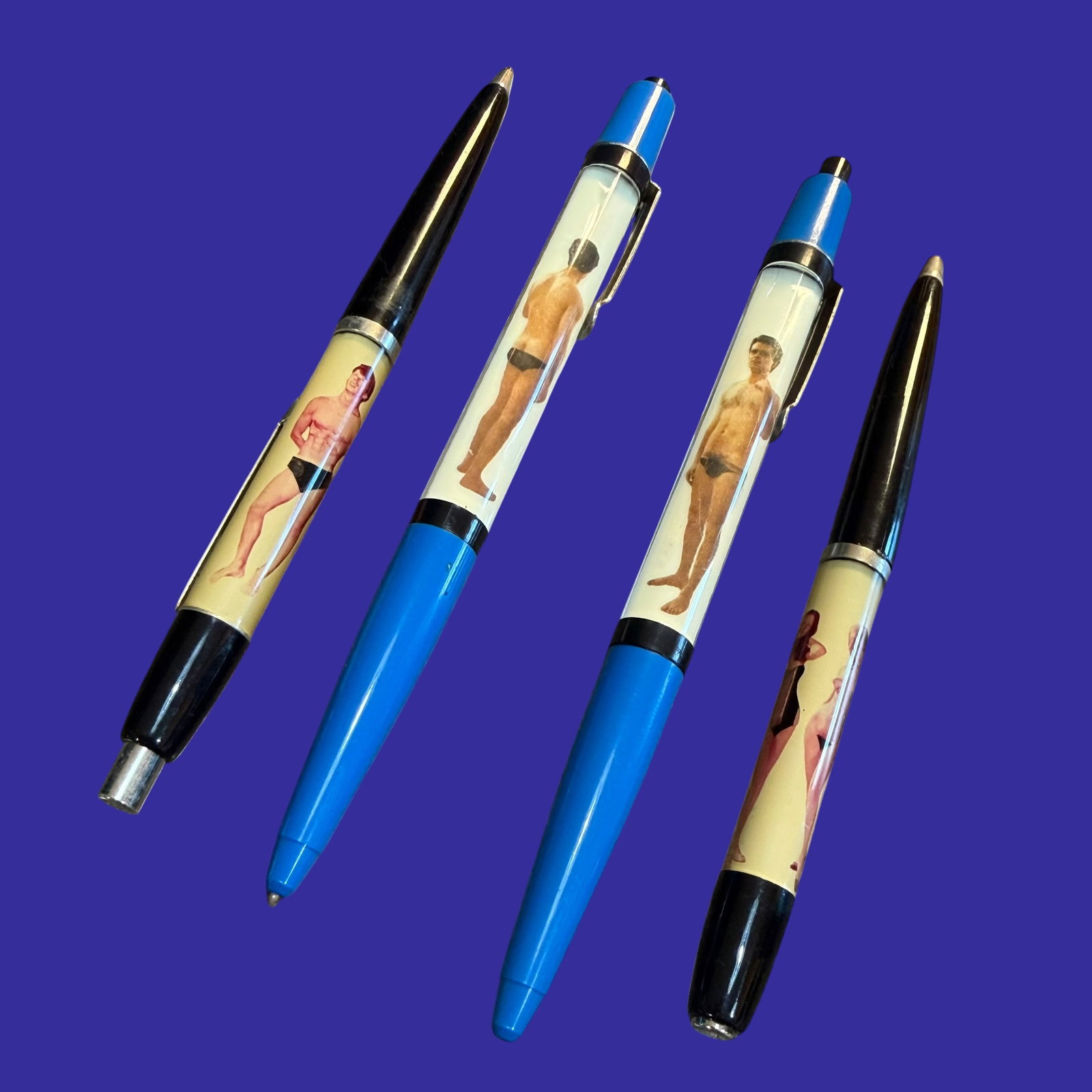 4 Naked Male Female Stripper Floater Style Clicker Ball Point Pens (1 of 10)