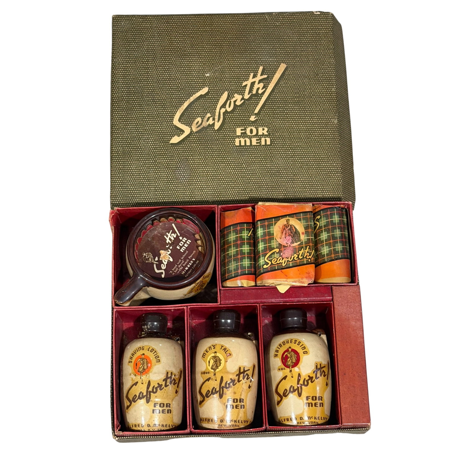 Vintage Seaforth For Men Shaving Kit - Mug, Lather Soap, Hairdressing, Talc, Lotion in Original Box (1 of 13)