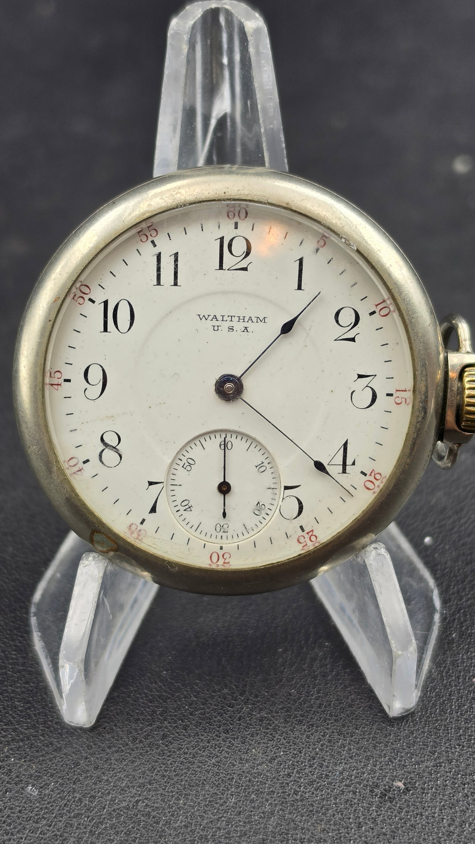 Antique 1918 Waltham No. 625 16s 17 Jewel Pocket Watch Keystone Base Metal Open Face Serial 21973595 (1 of 8)