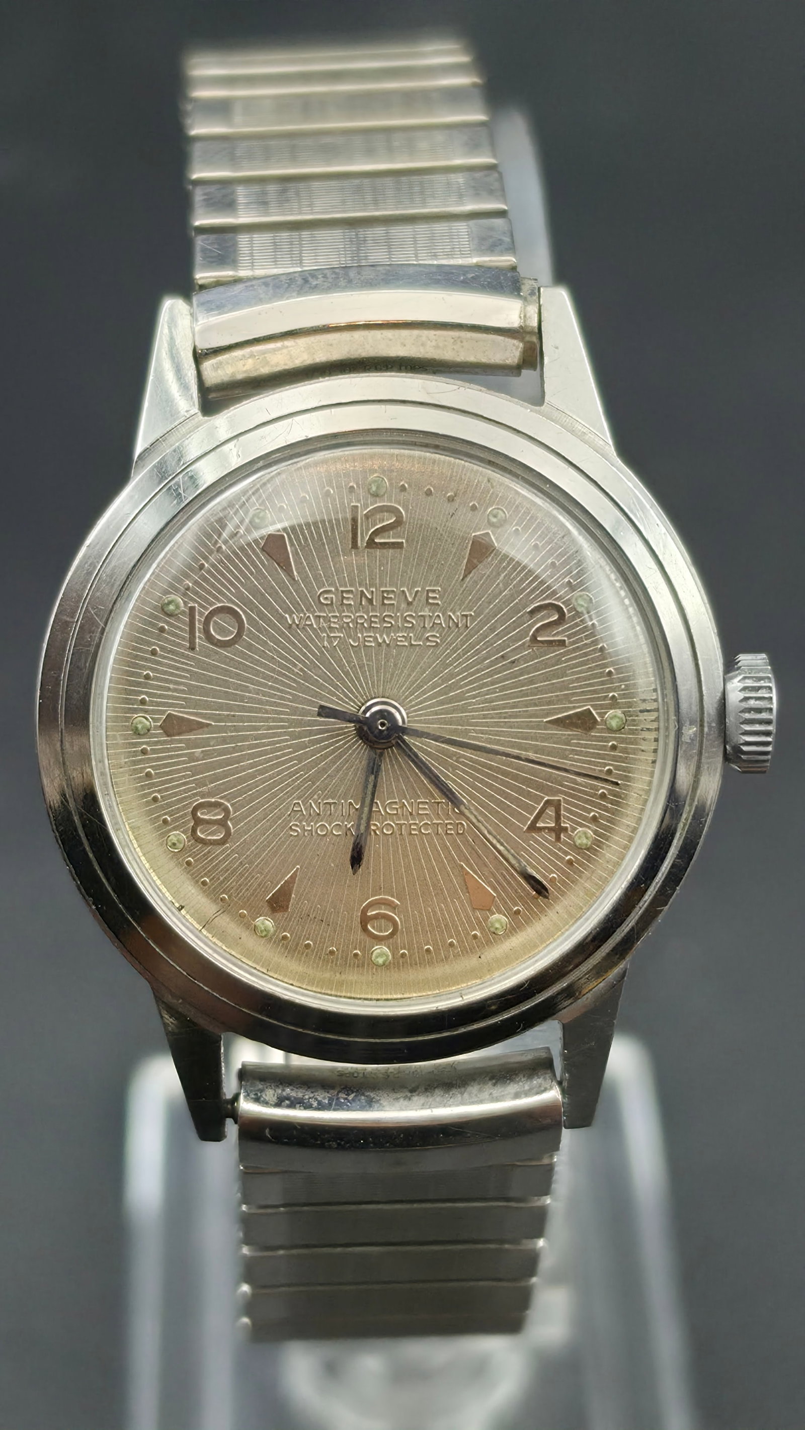 Vintage Geneve 17 Jewels Manual Wind Watch Rolled Gold Plate Lugs Swiss Movement 1950s (1 of 12)