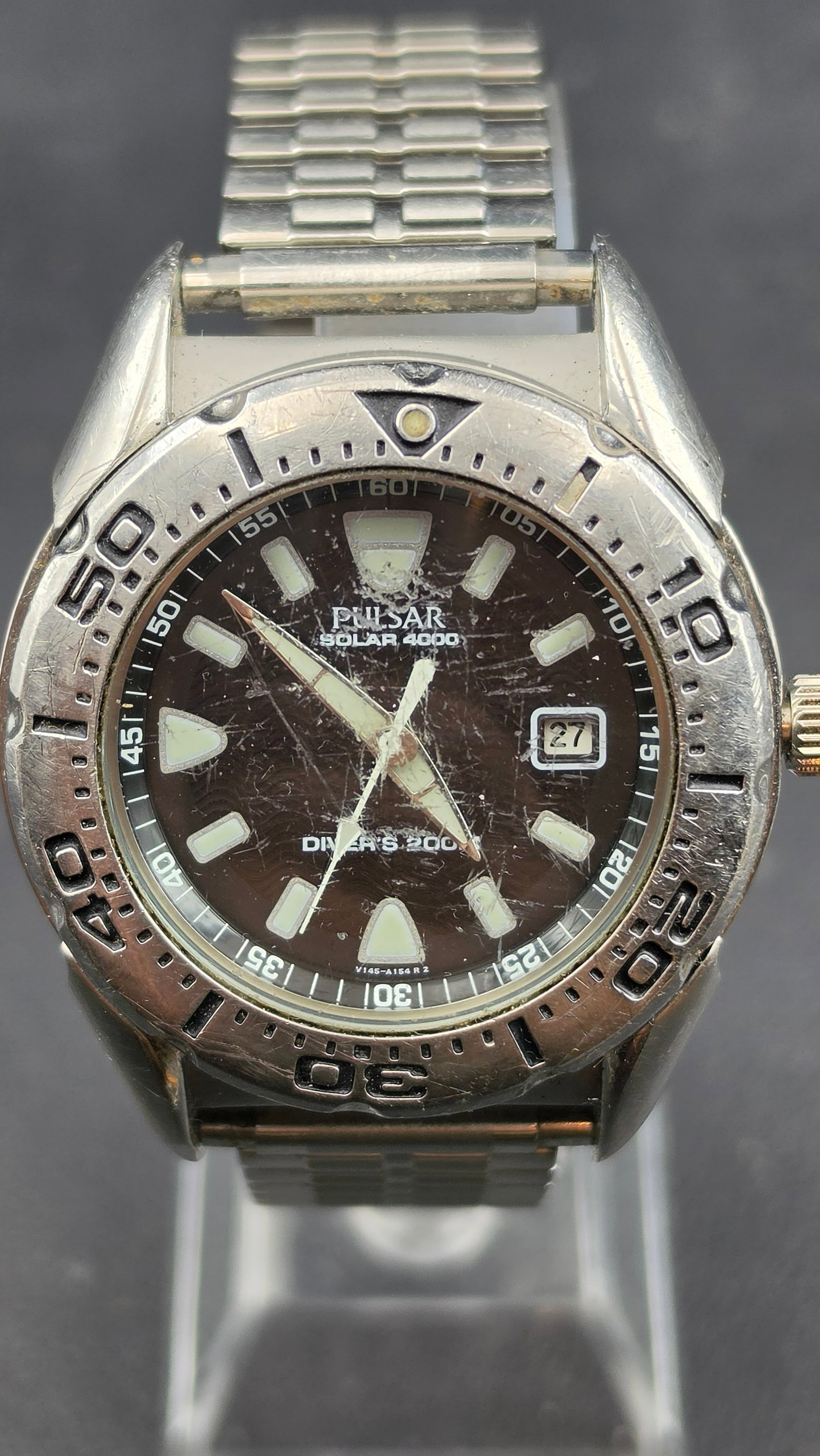 Pulsar by Seiko Solar 4000 Men's Diver's Watch, 200M, Stainless Steel, Date, 1990s-2000s (1 of 9)