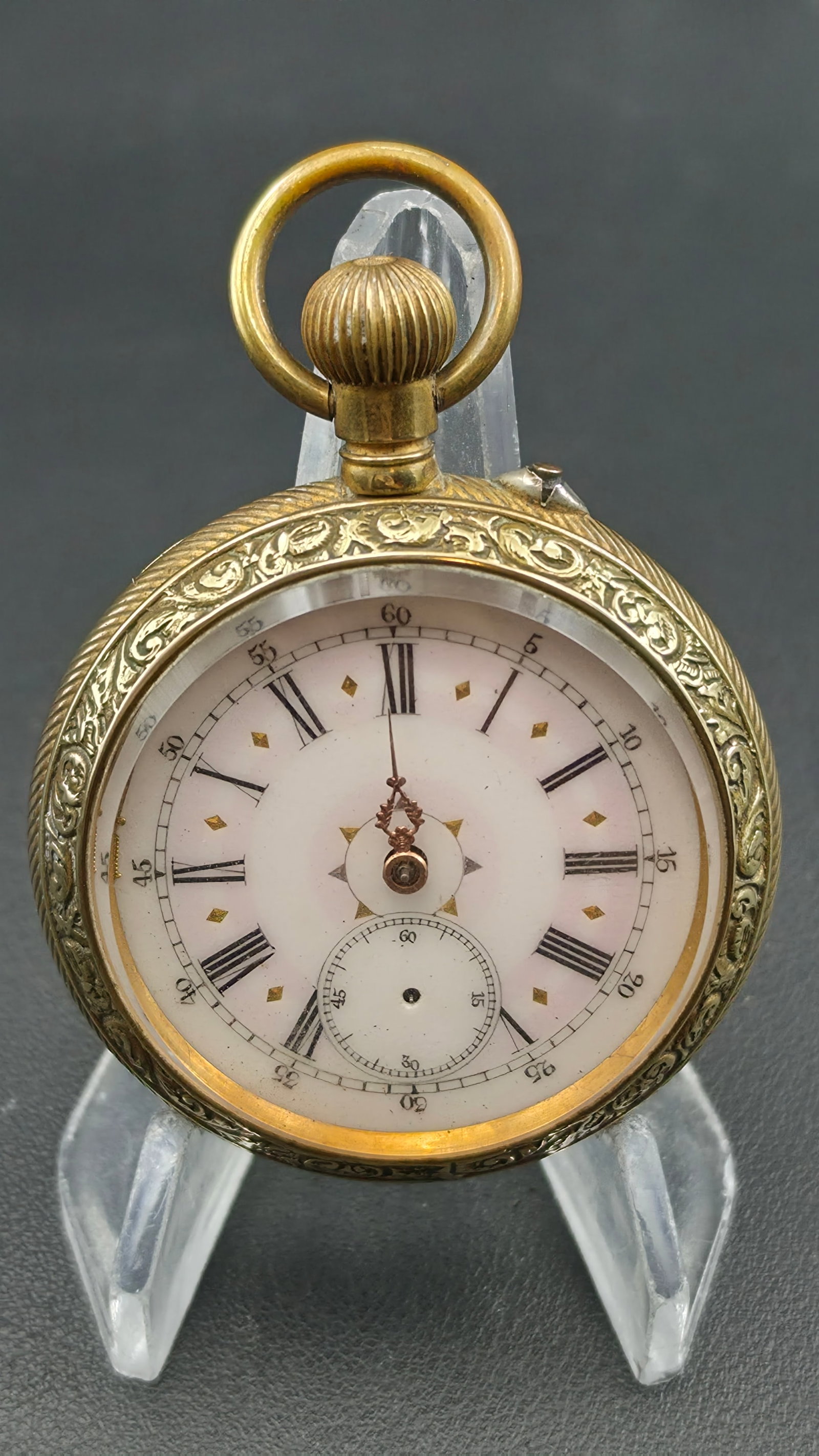 Antique Swiss Fancy Gilt Ladies Pocket Watch Ornate Engraved Case c1890s (1 of 12)