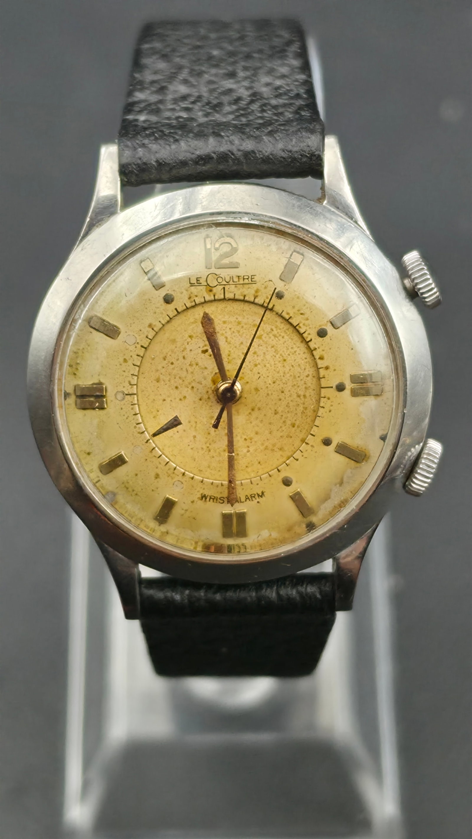 LeCoultre Wrist Alarm Two-Crown Stainless Steel Watch Caliber 814 Circa Mid-1950s (1 of 11)