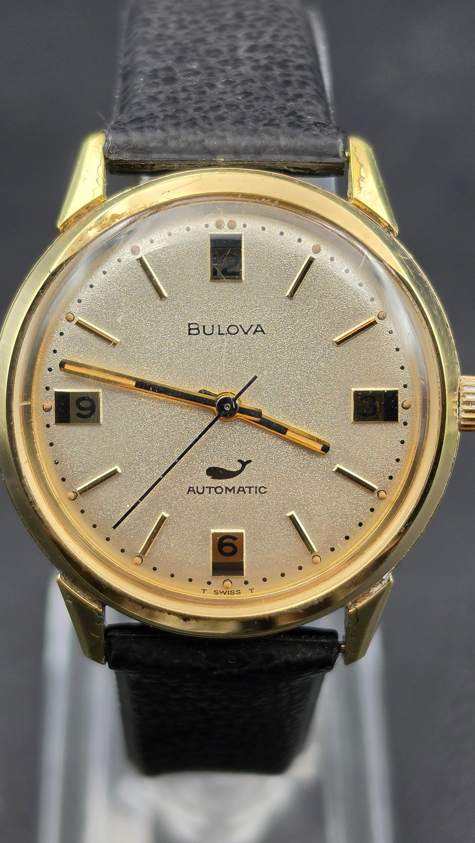 Vintage 1960s-70s Bulova Sea King "Whale" Automatic Watch, Gold Electroplate, Swiss 17J (1 of 11)