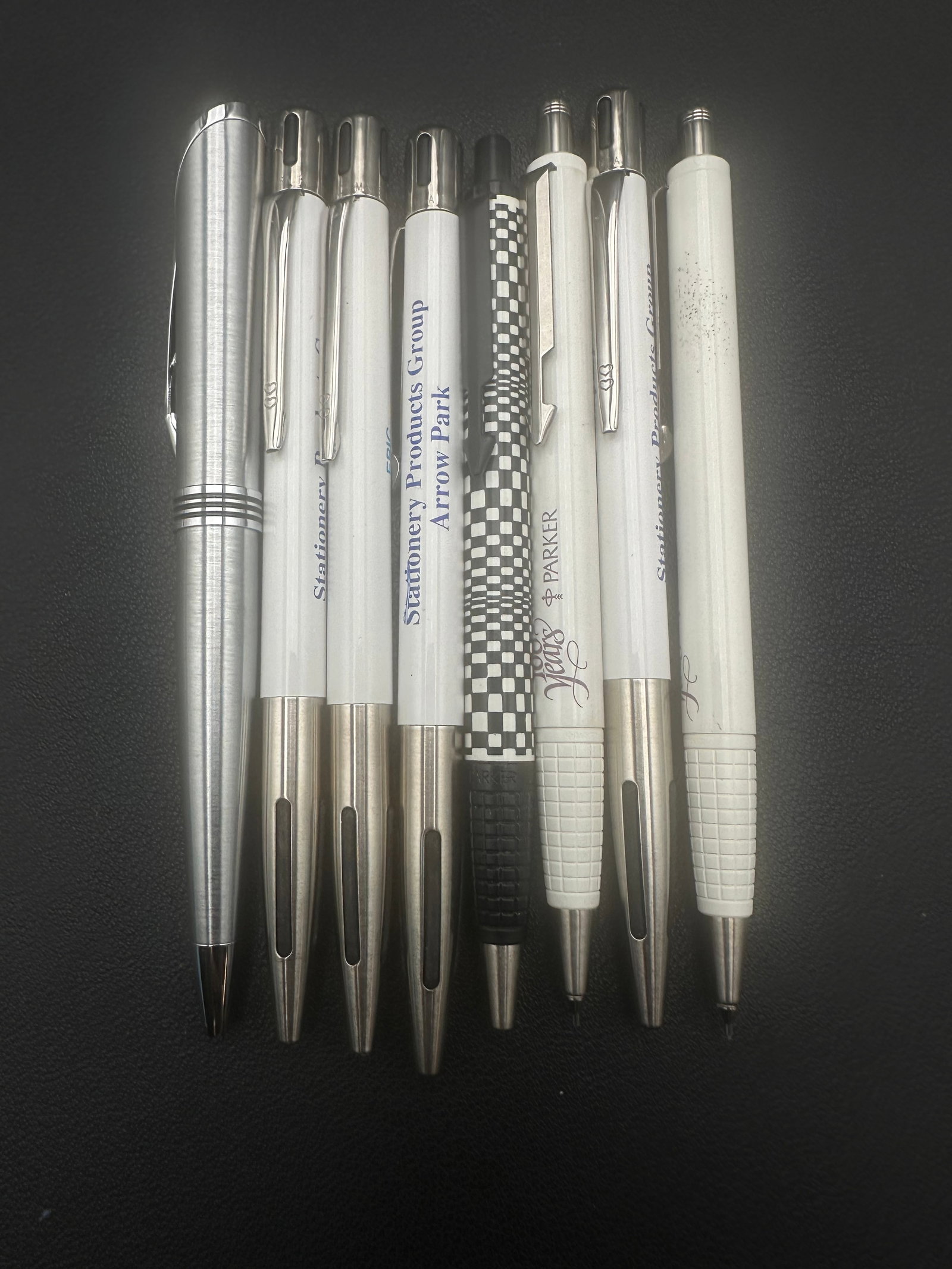 Vintage Parker Jotter Ballpoint Pen Lot – 8 Pens Stainless & Advertising (1 of 5)