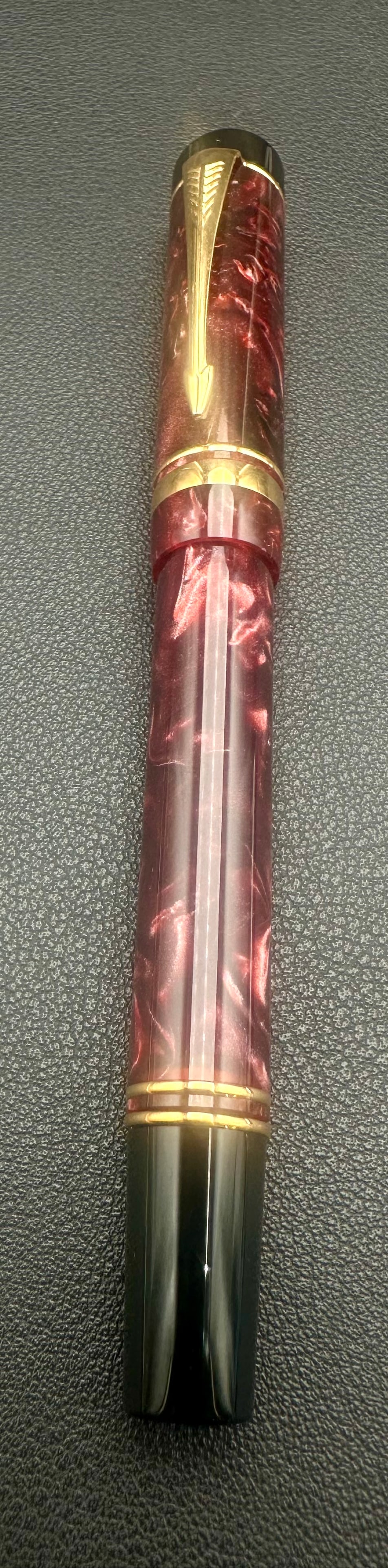 Parker Duofold International Mk I Rollerball Pen Maroon Marble Gold Trim UK 1992 (1 of 5)