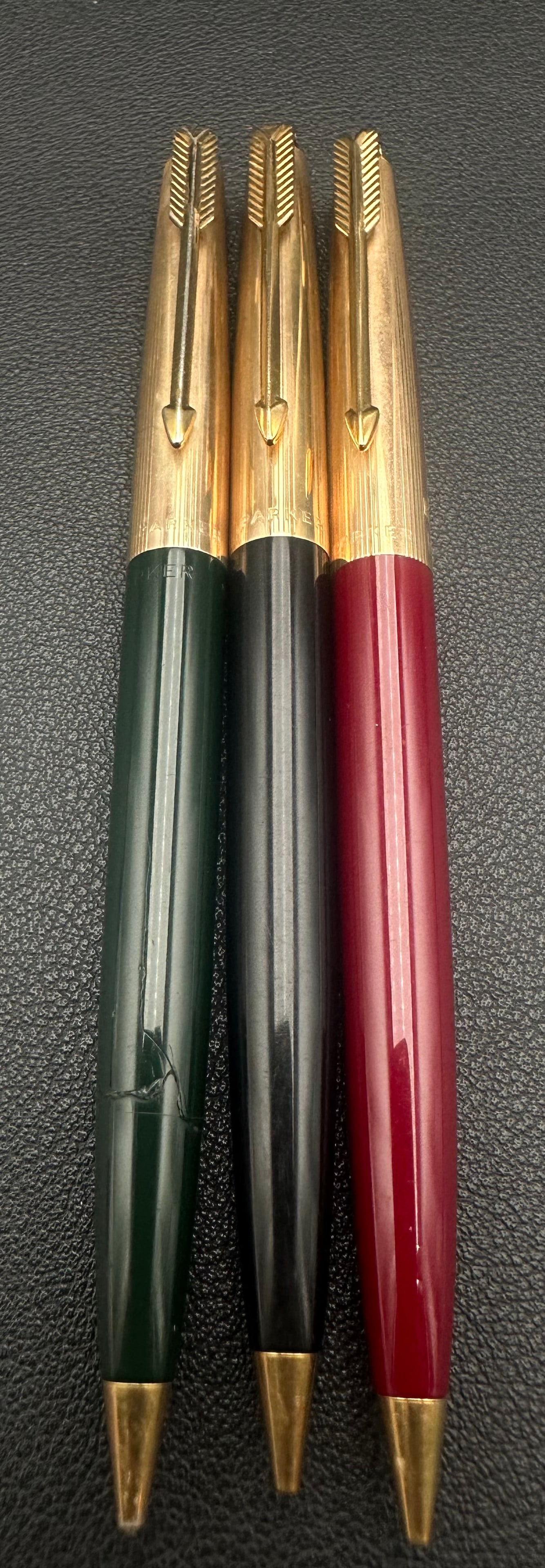 Vintage Parker 51 Ballpoint Pen Lot of 3 Green Black Burgundy (1 of 6)