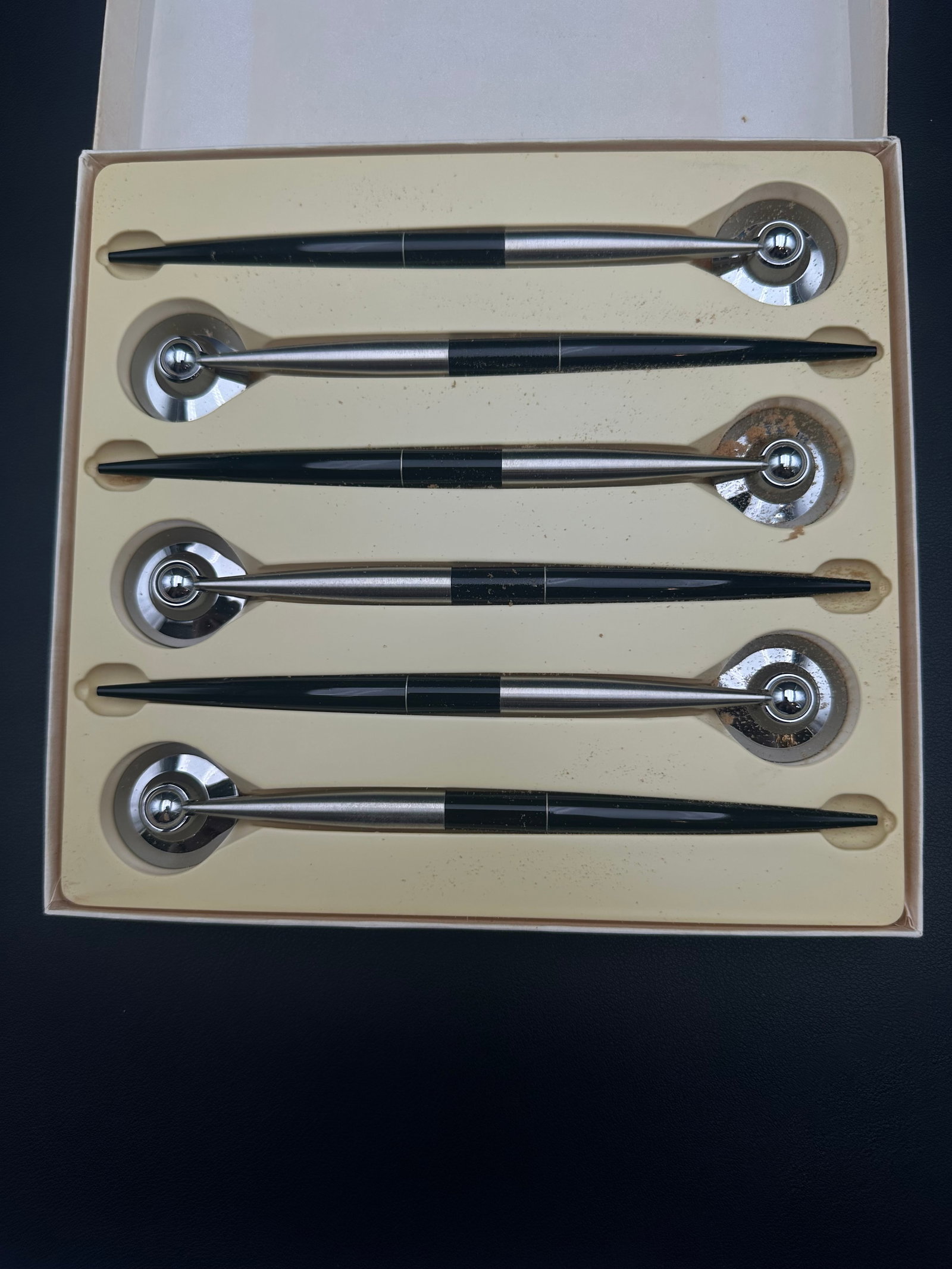 Vintage Mid-Century Modern Desk Pen Set 6 Chrome Holders (1 of 5)