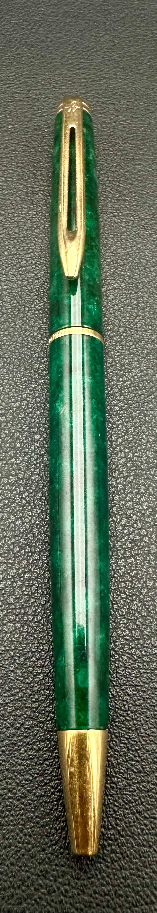 Waterman Expert Green Marble Lacquer Gold Trim Ballpoint Pen France (1 of 6)