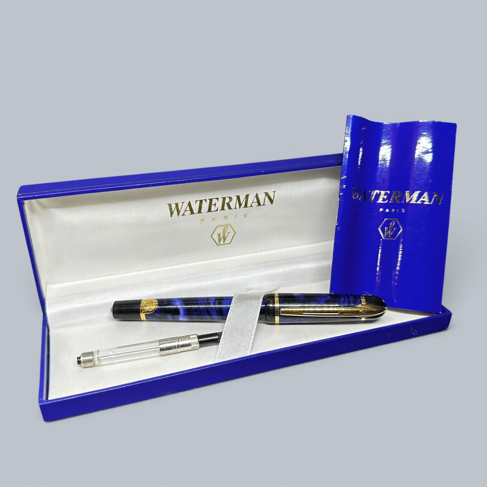 Waterman Paris Blue Marble Fountain Pen Boxed (1 of 9)