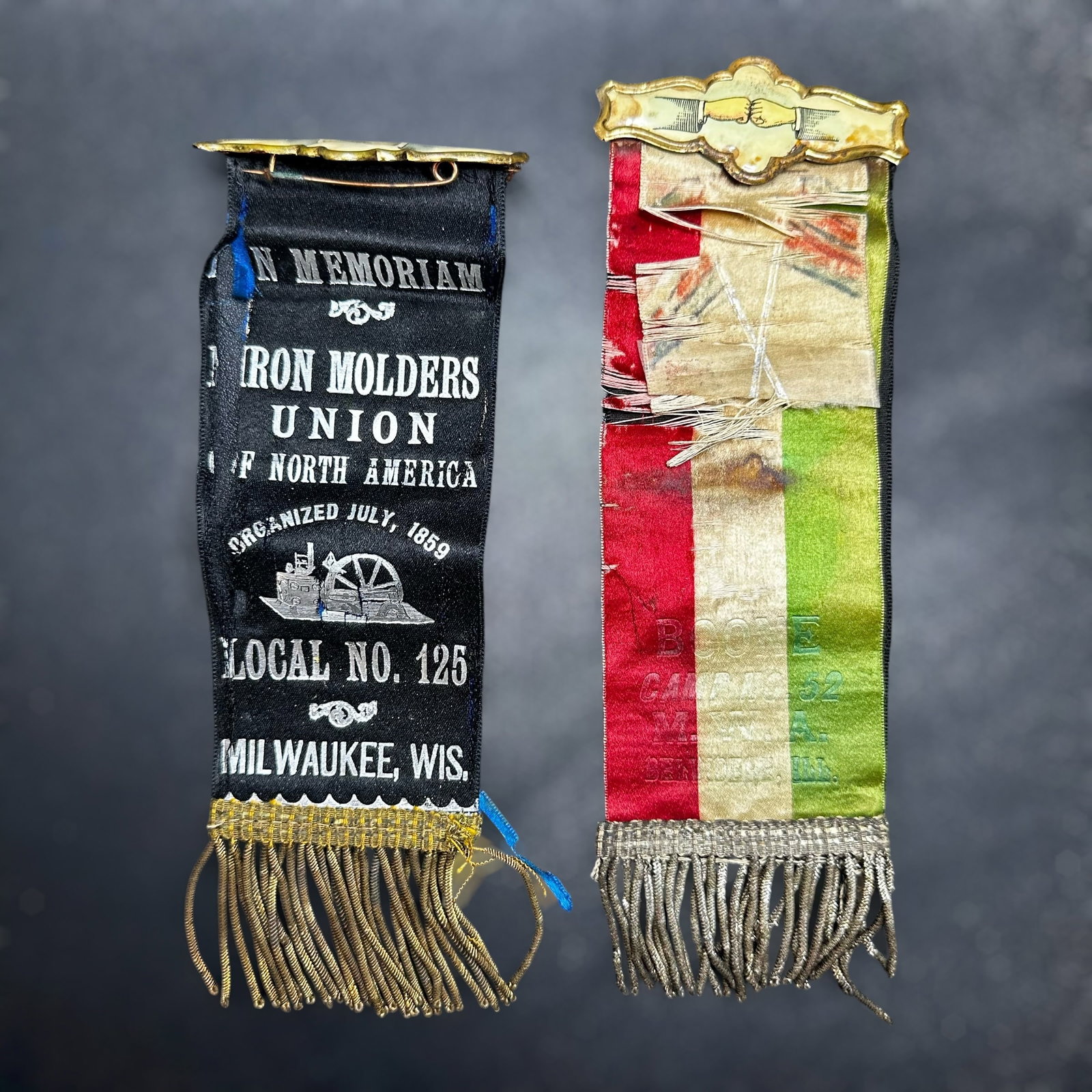 Vintage Iron Molders Union Mourning Ribbon Lot (1 of 10)