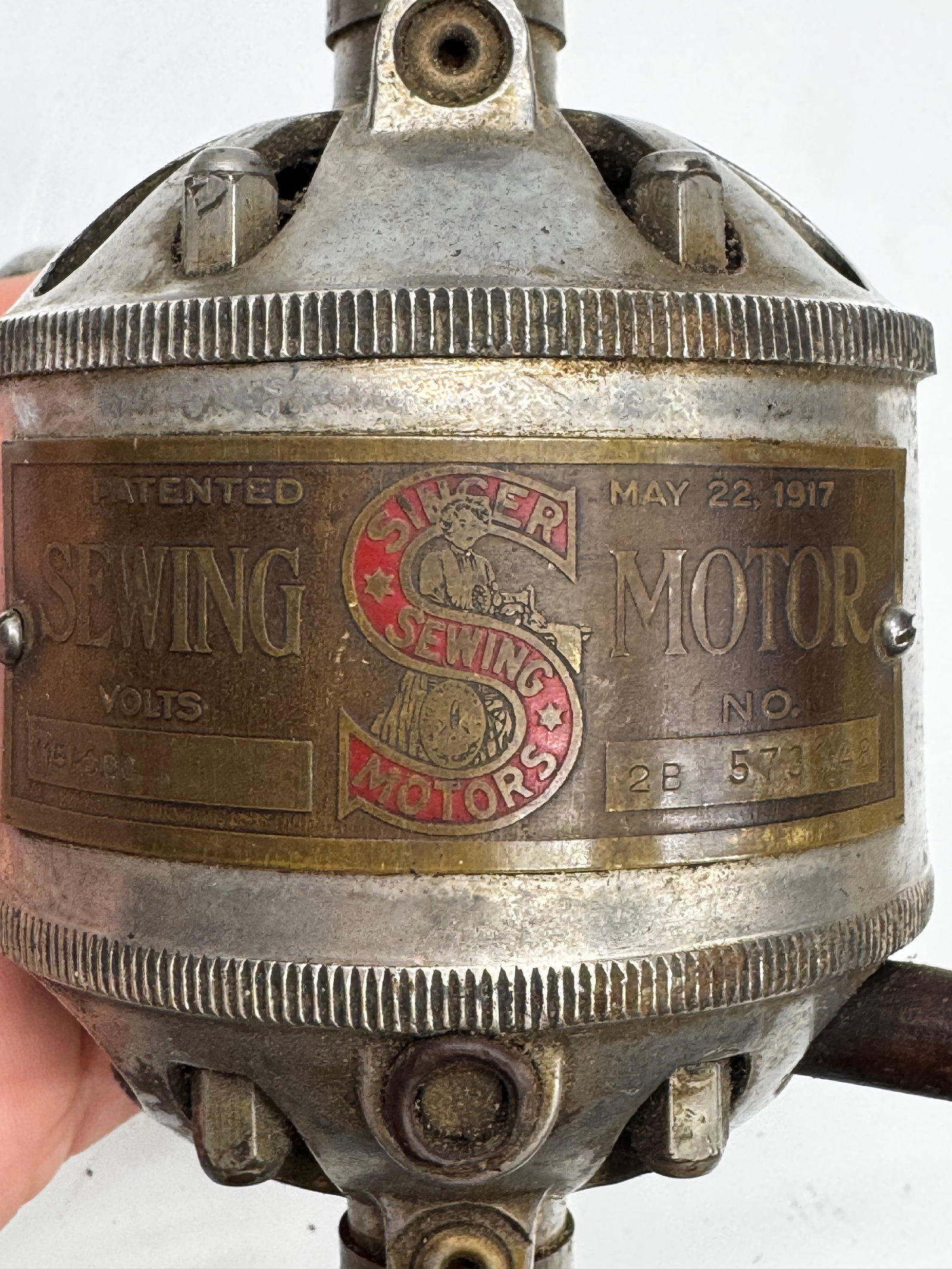 Antique Singer Sewing Machine Motor Model 2B 1917 - 2