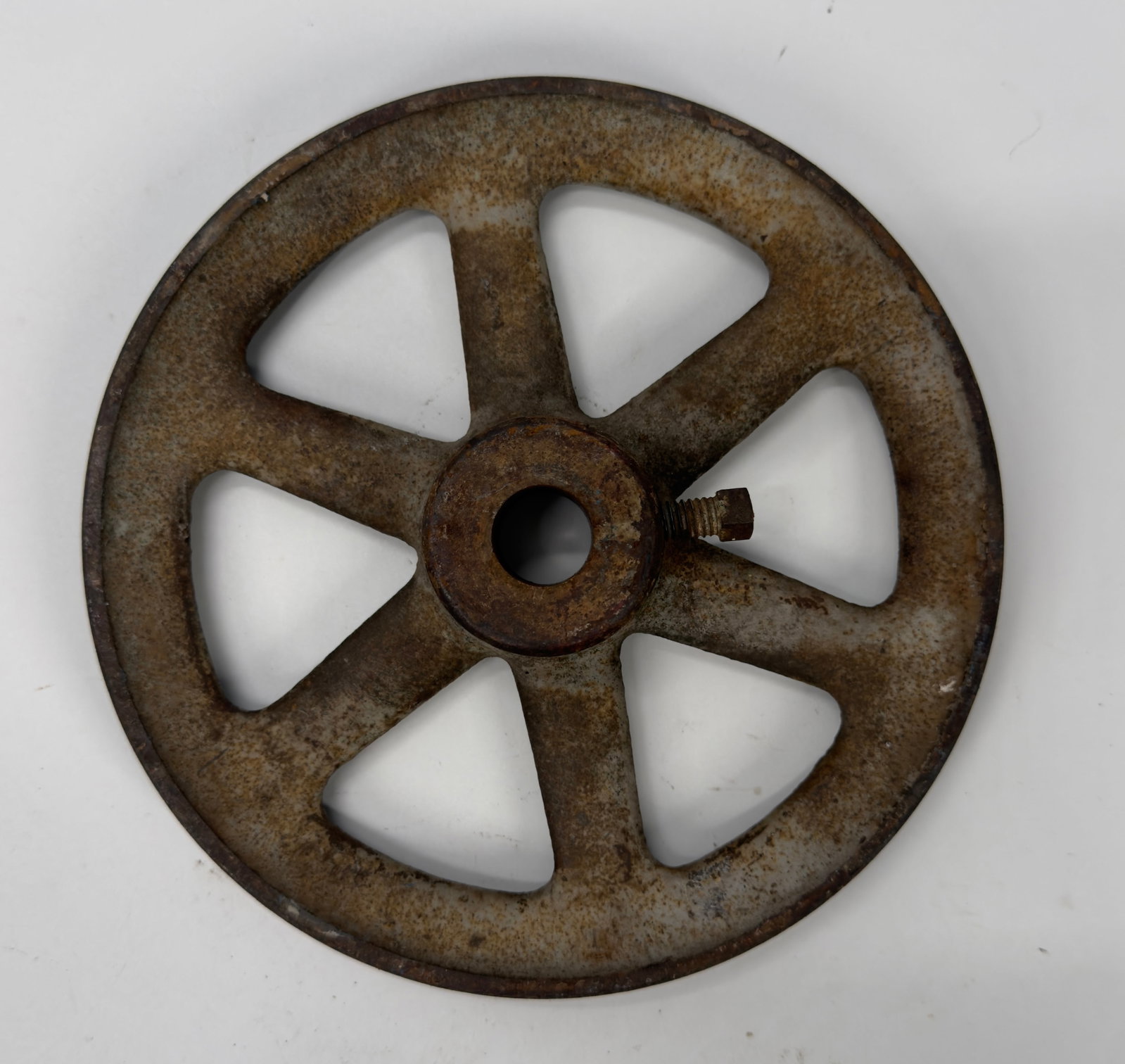 Antique Cast Iron 6-Spoke Industrial Pulley Wheel (1 of 4)