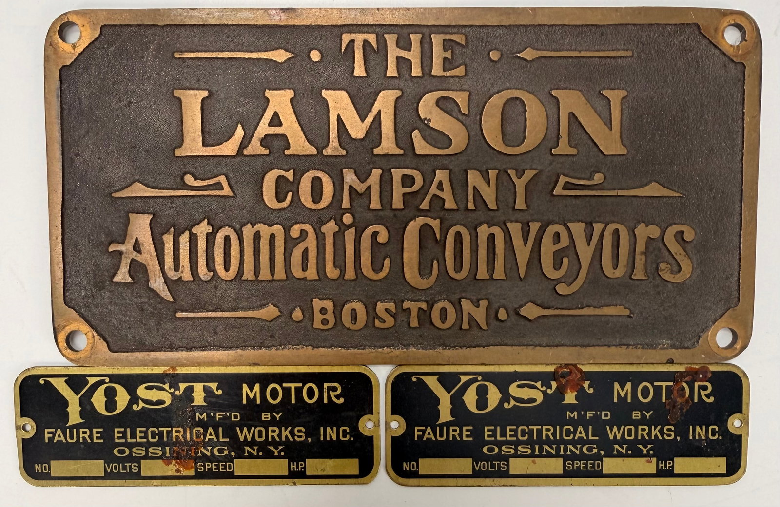 Lamson Automatic Conveyors & Yost Motor Nameplate Lot (1 of 8)