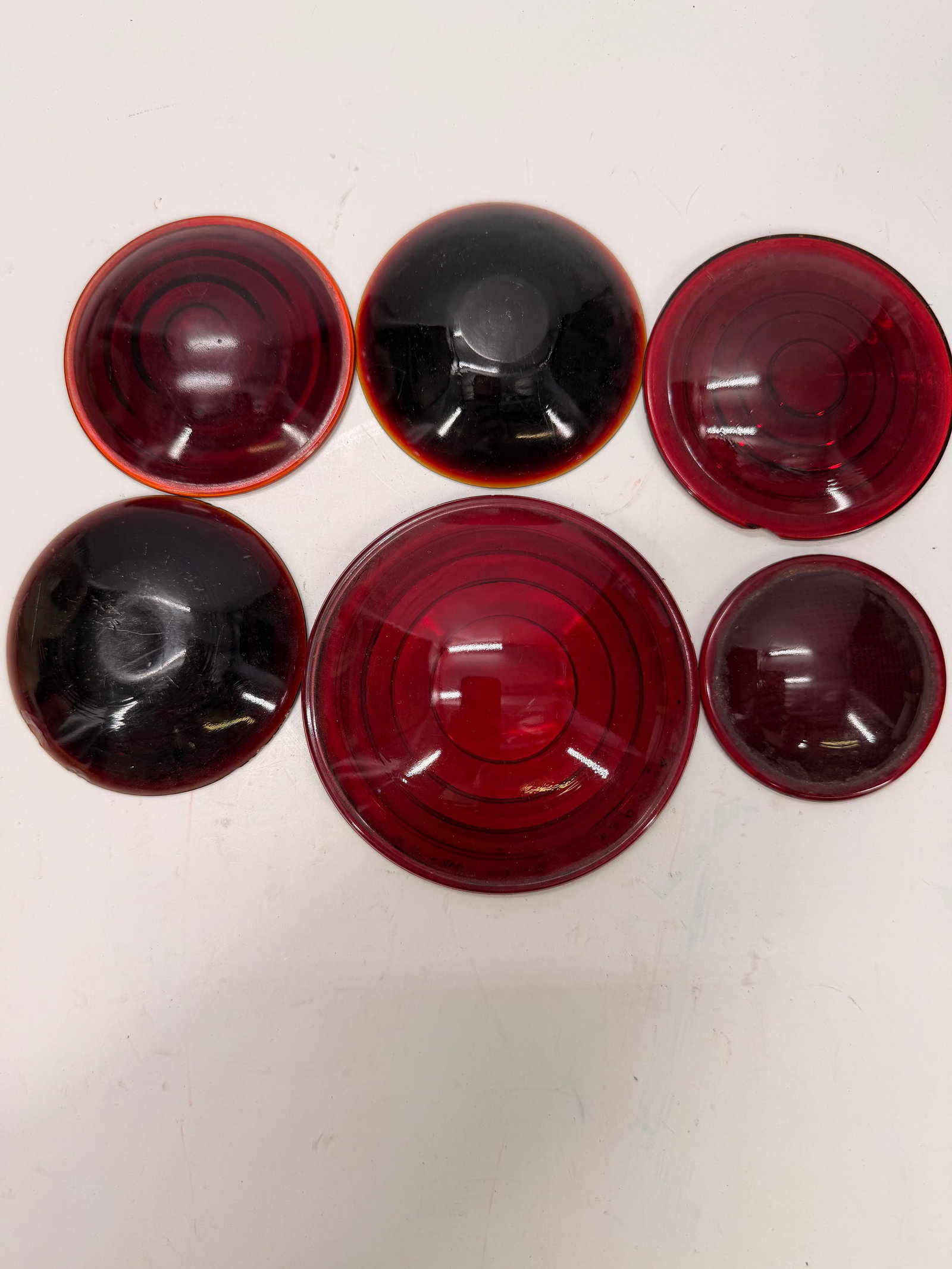 Vintage Red Glass Automotive Tail Light Lenses Lot of 6 (1 of 8)