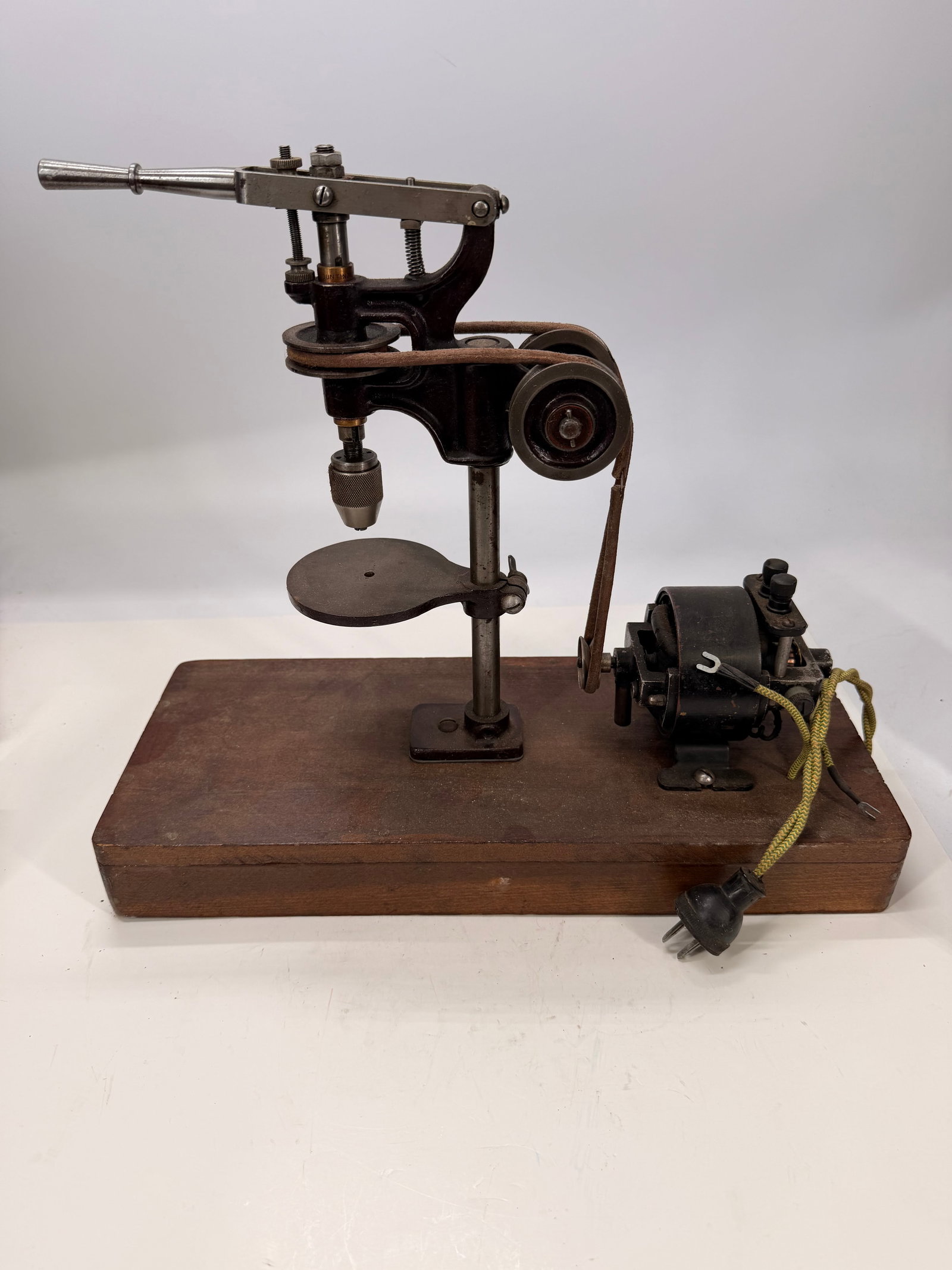 Antique Belt-Driven Precision Drill Press with Electric Motor (1 of 8)