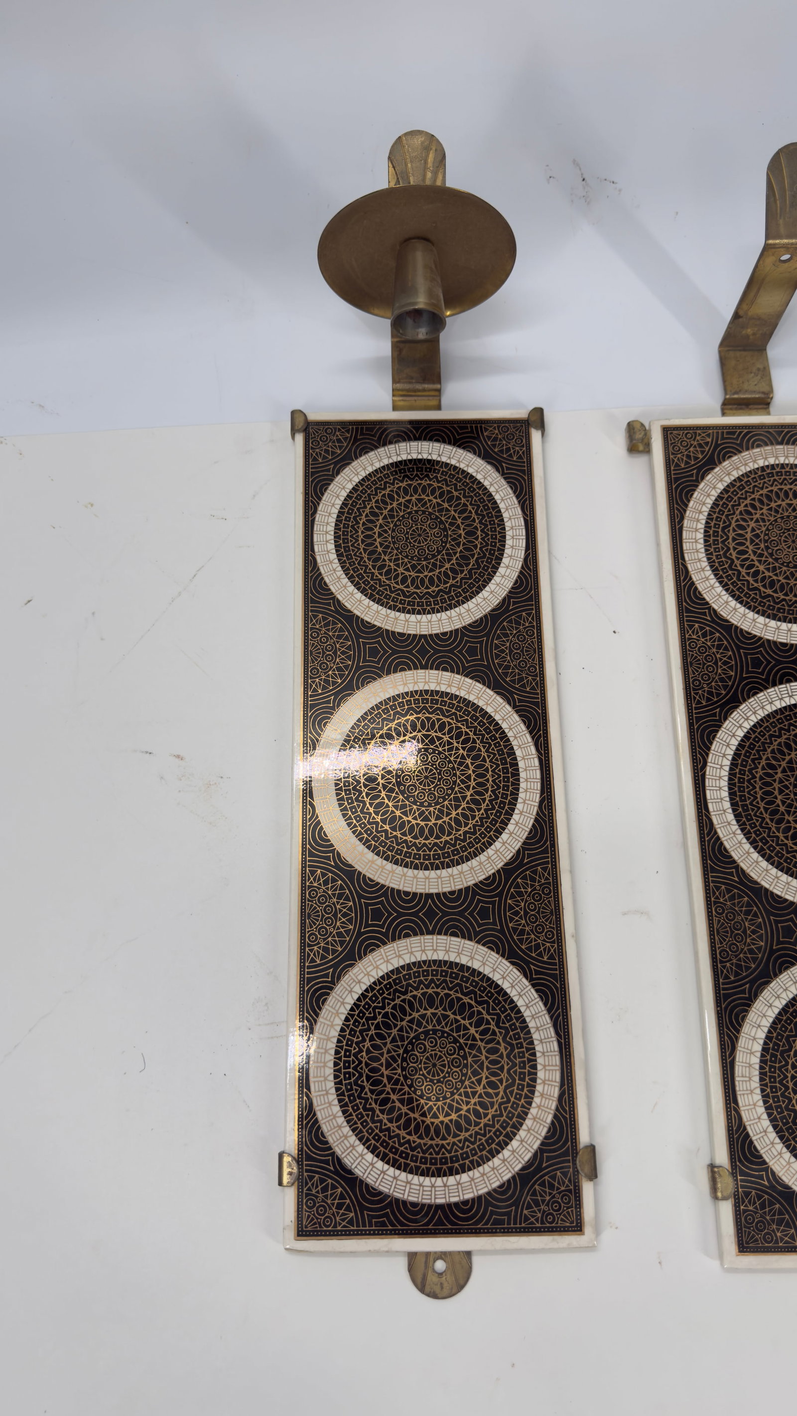 Pair Mid-Century Modern German Ceramic Wall Sconces - 2