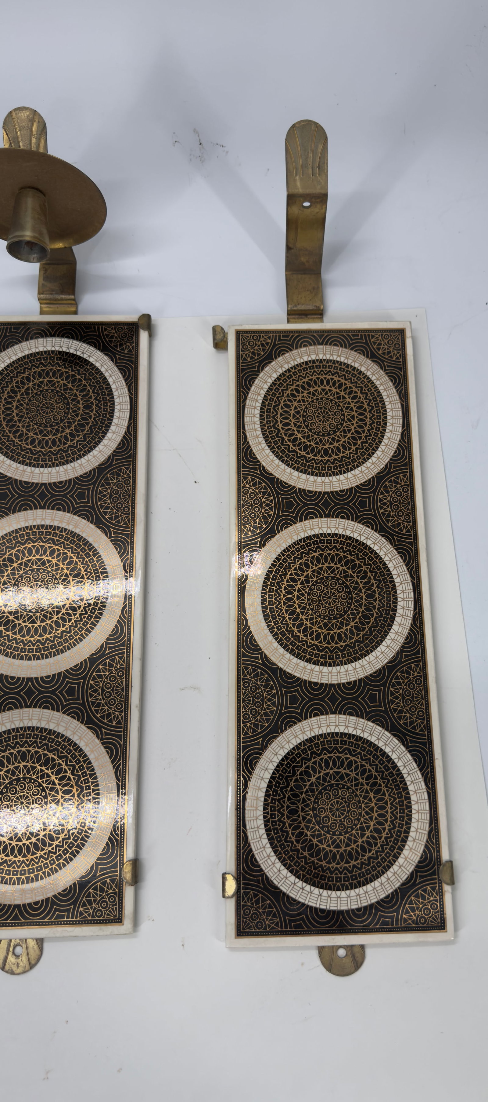 Pair Mid-Century Modern German Ceramic Wall Sconces - 3
