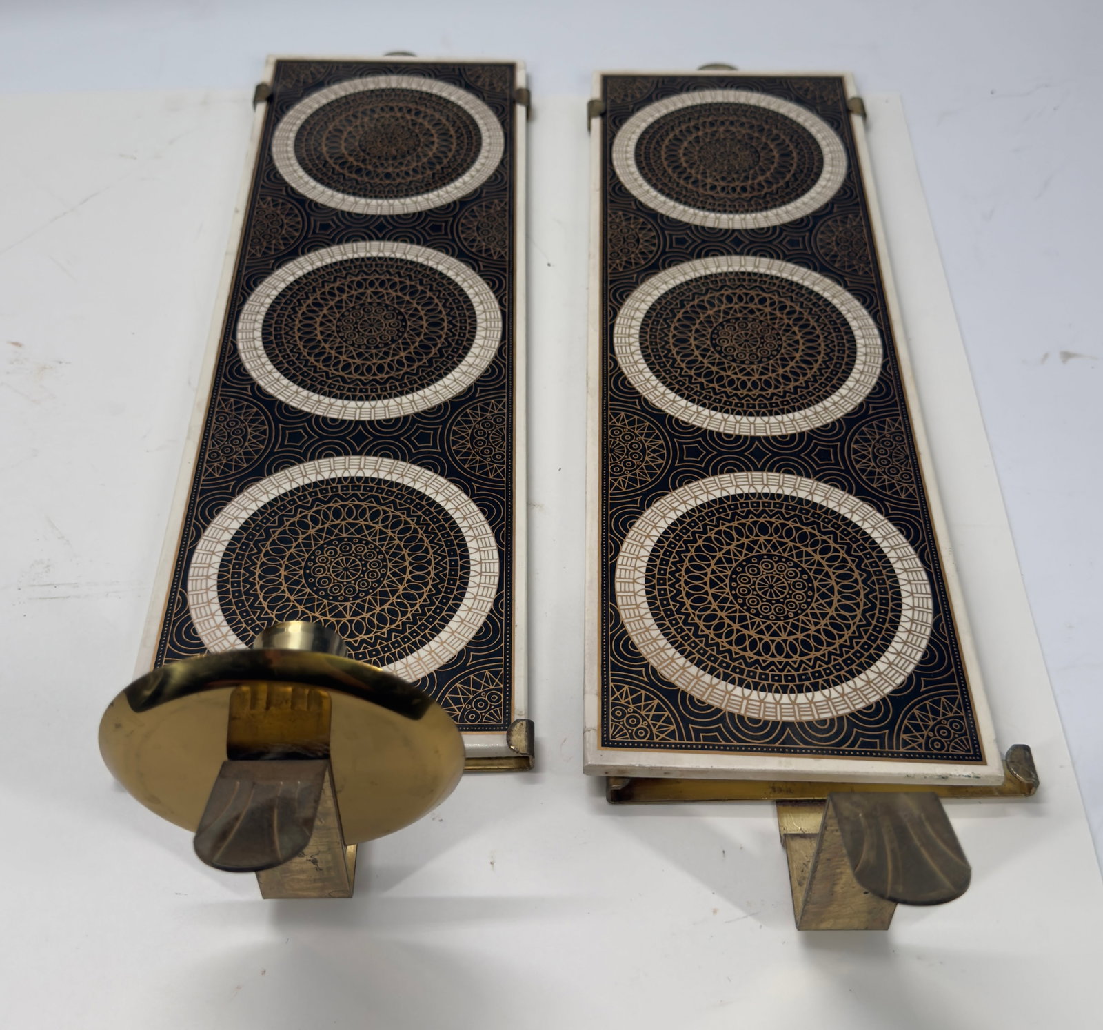Pair Mid-Century Modern German Ceramic Wall Sconces - 4