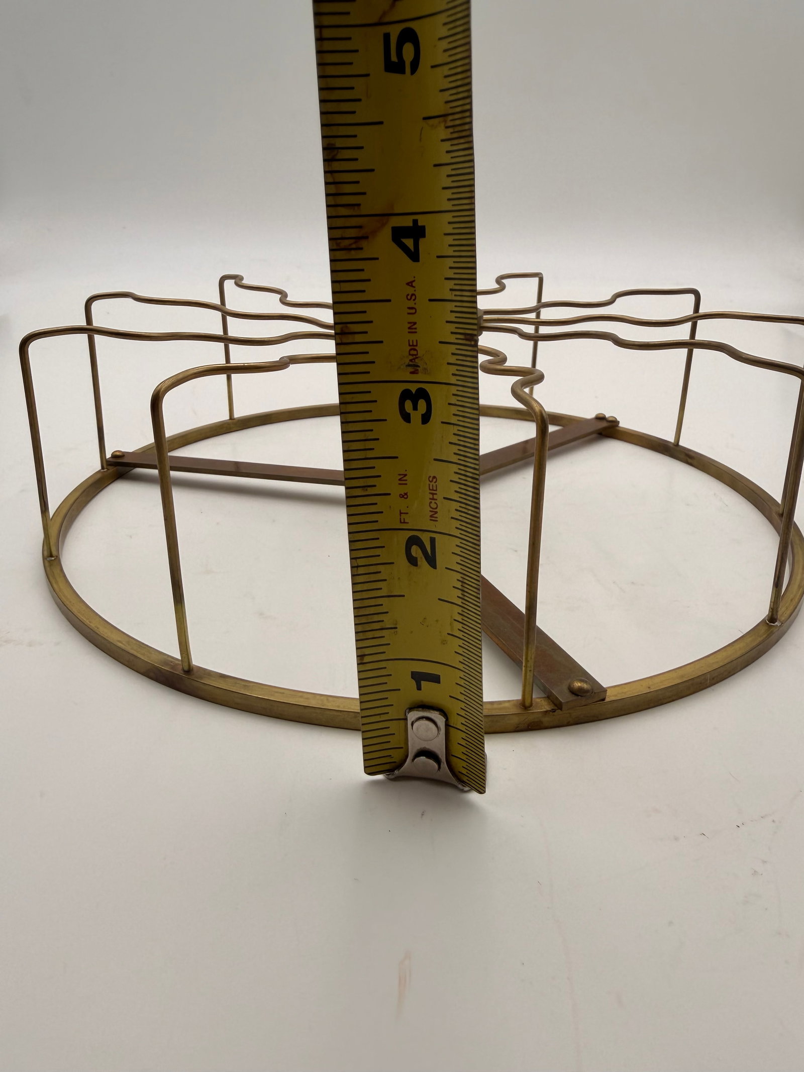 Vintage Brass Bottle Drying Rack Stand - 6