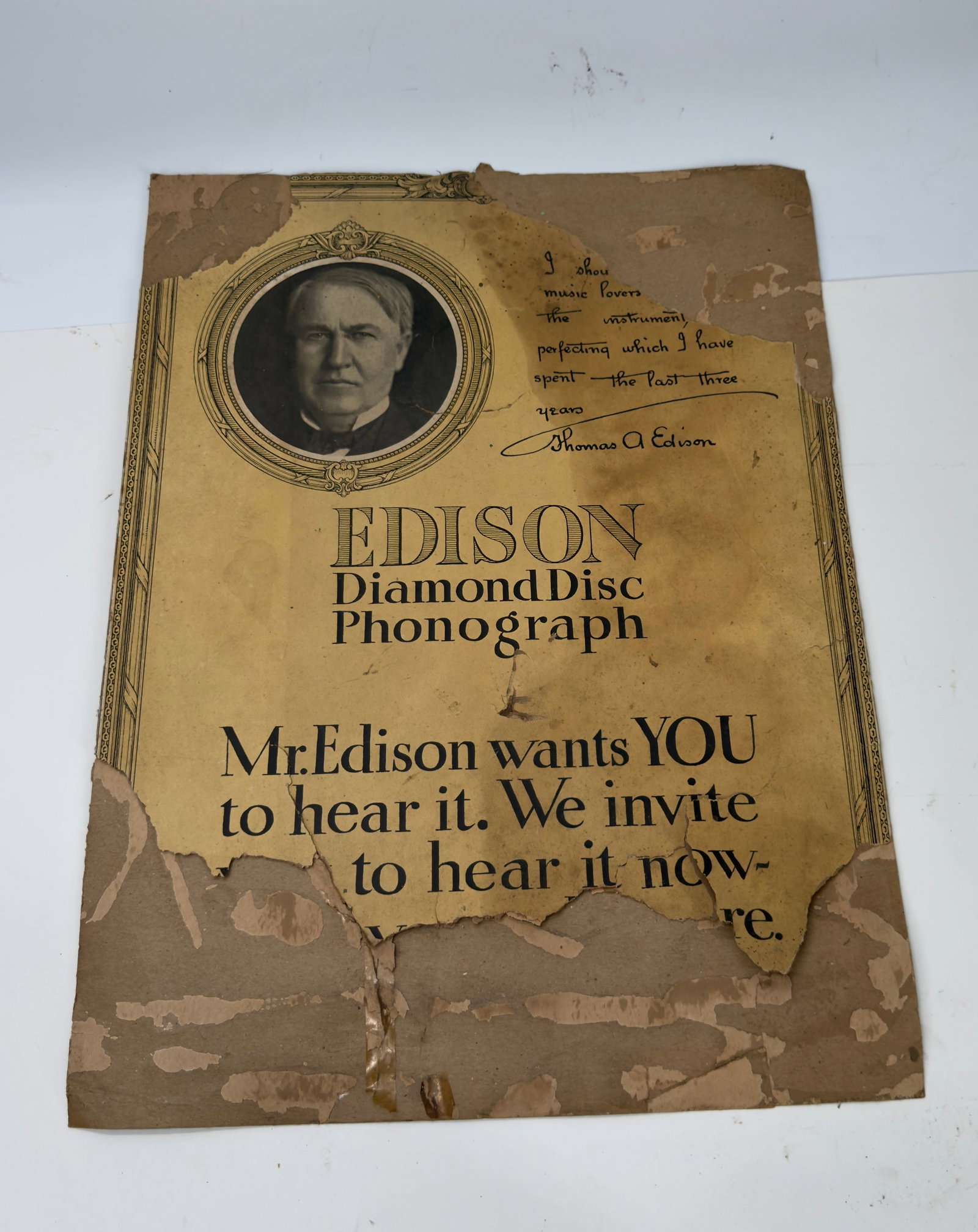 Antique Edison Diamond Disc Phonograph Advertising Sign (1 of 5)