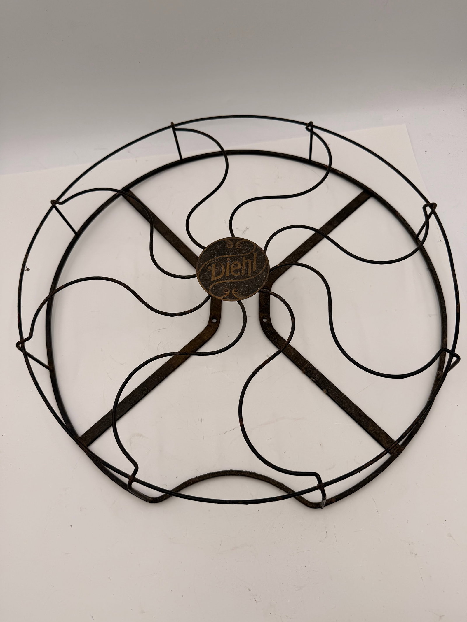 Antique Diehl Electric Fan Front Cage Guard w/ Original Badge (1 of 6)
