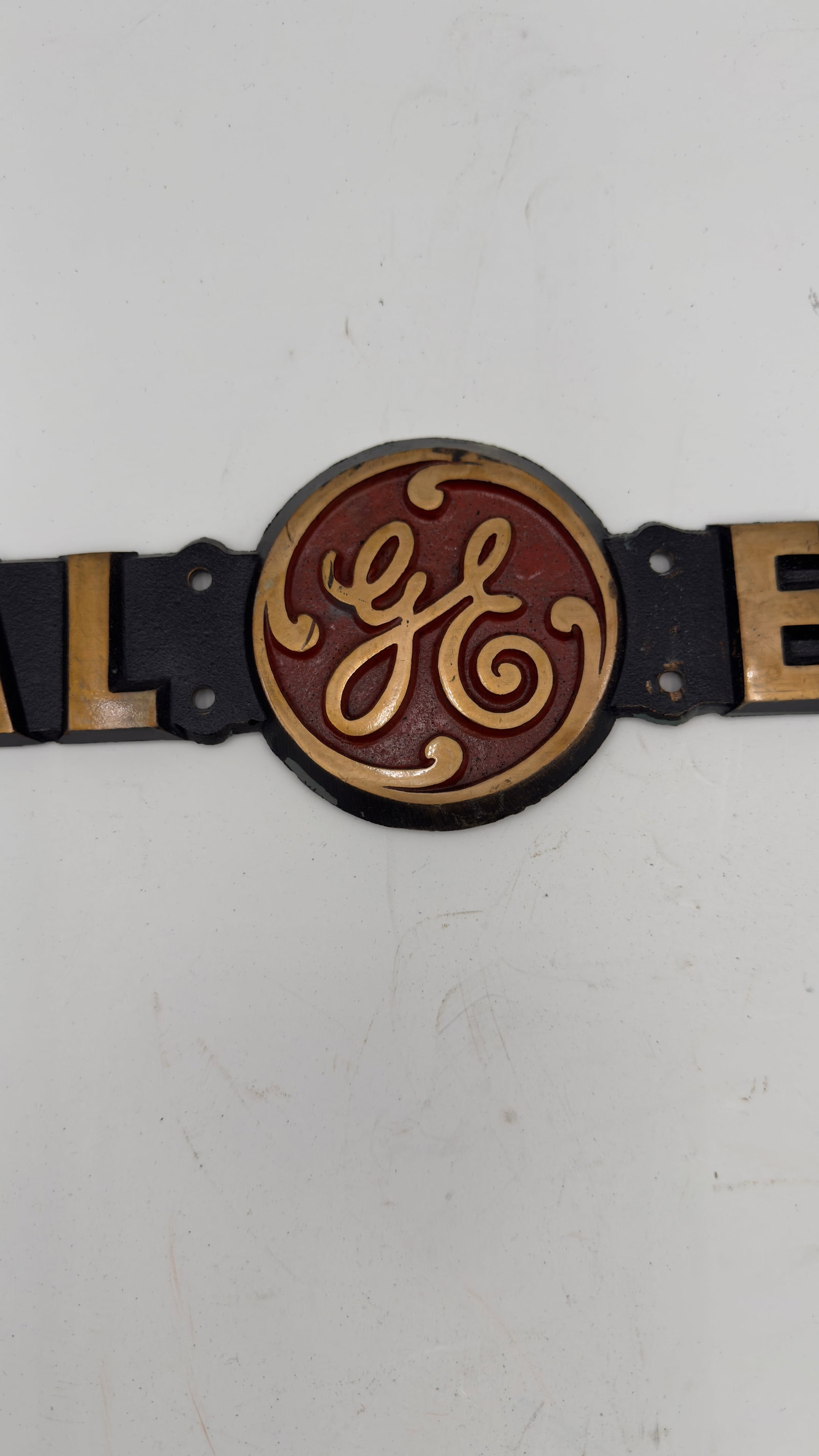 Antique General Electric Cast Iron Machine Nameplate - 2