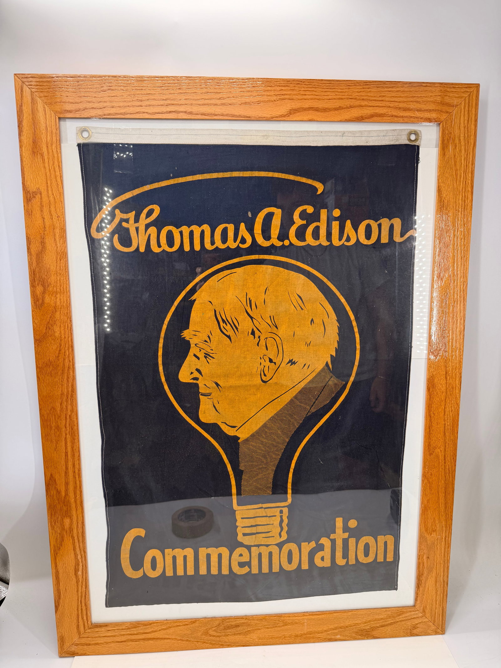 Rare Thomas A. Edison Commemoration Framed Banner Display (1 of 7)